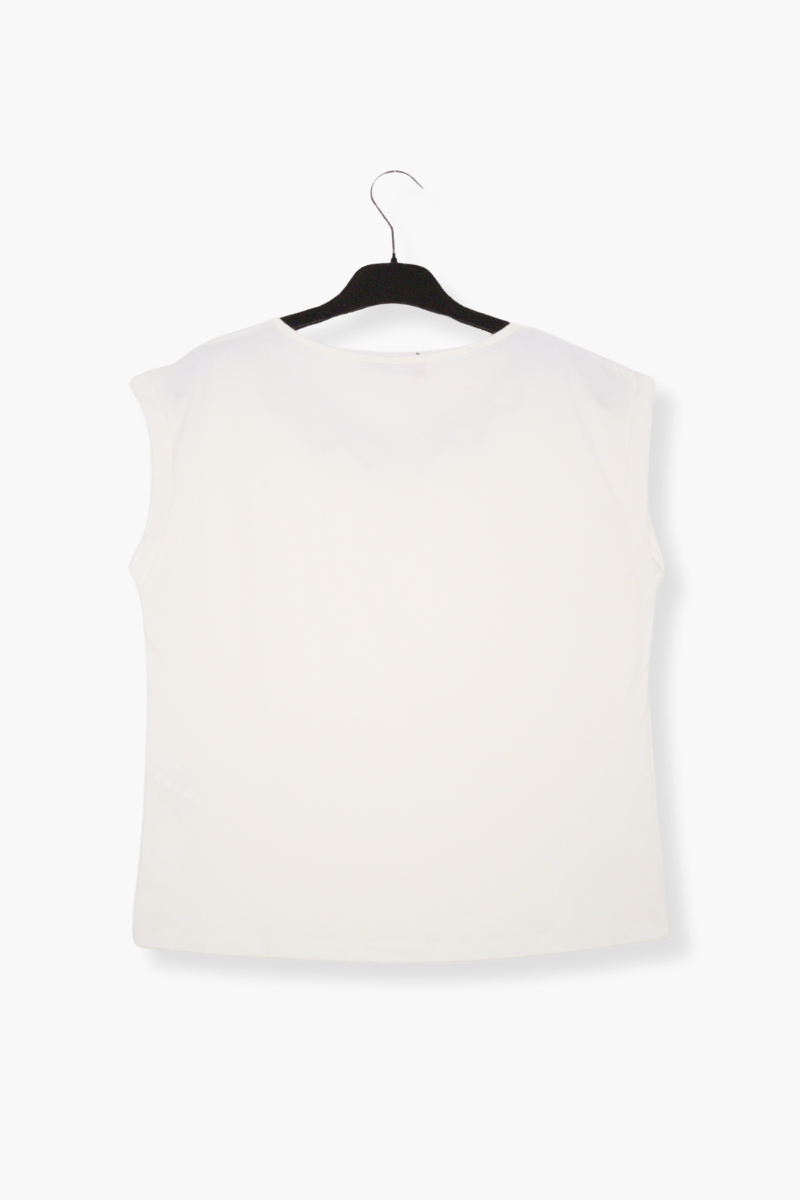 Camiseta Preloved blanca con bordado en el escote a contraste Lolitas&L - lolitasyl.com