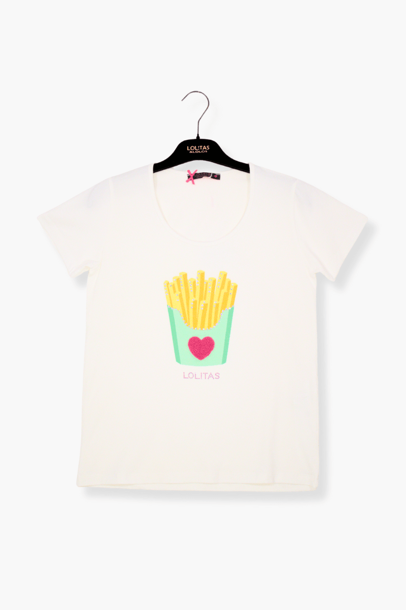 Camiseta Preloved blanca estampado chips Lolitas&L - lolitasyl.com