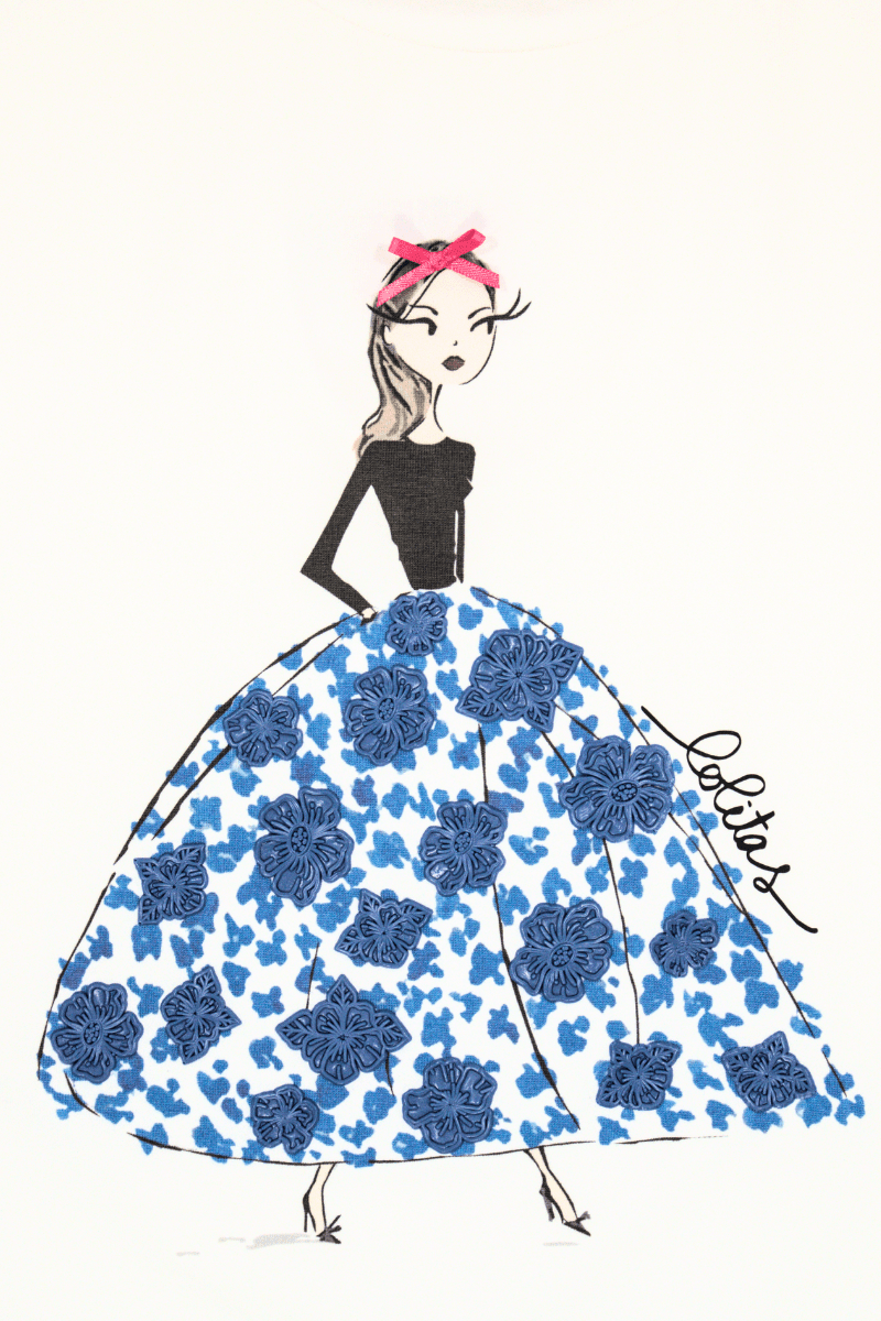 Camiseta Preloved blanca estampado con bordado muñeca Lolitas&L - lolitasyl.com