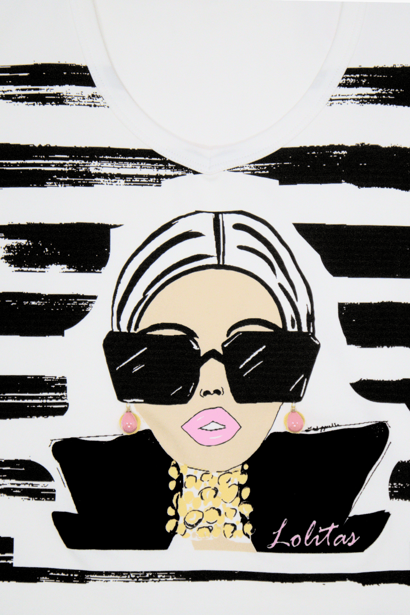 Camiseta Preloved blanca estampado Lolita con gafas Lolitas&L - lolitasyl.com