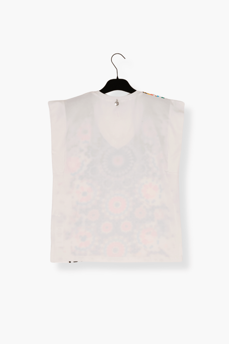 Camiseta Preloved blanca estampado Mandala con pedreria Lolitas&L - lolitasyl.com