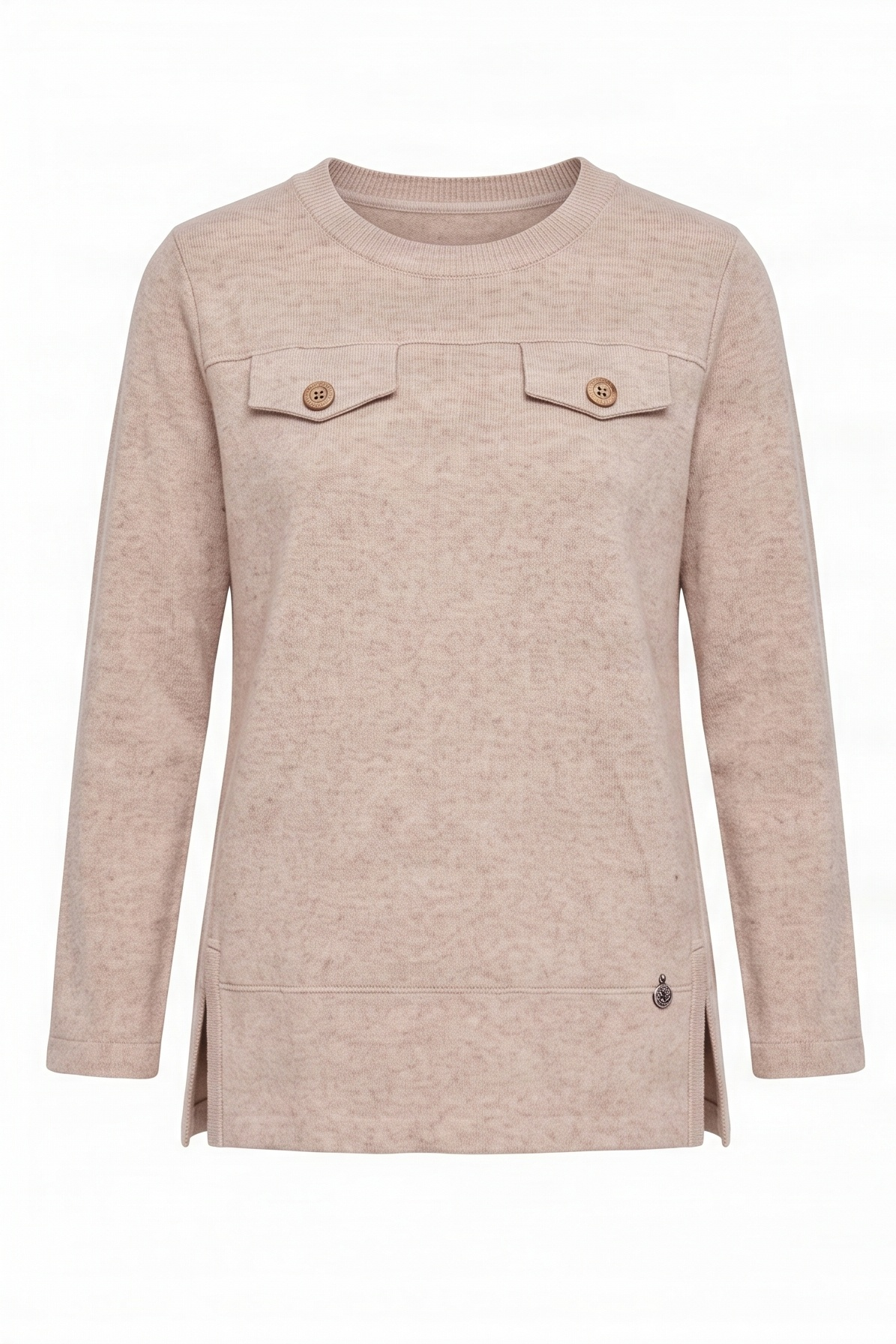 Camiseta de punto beige con botones dorados Lolitas&L