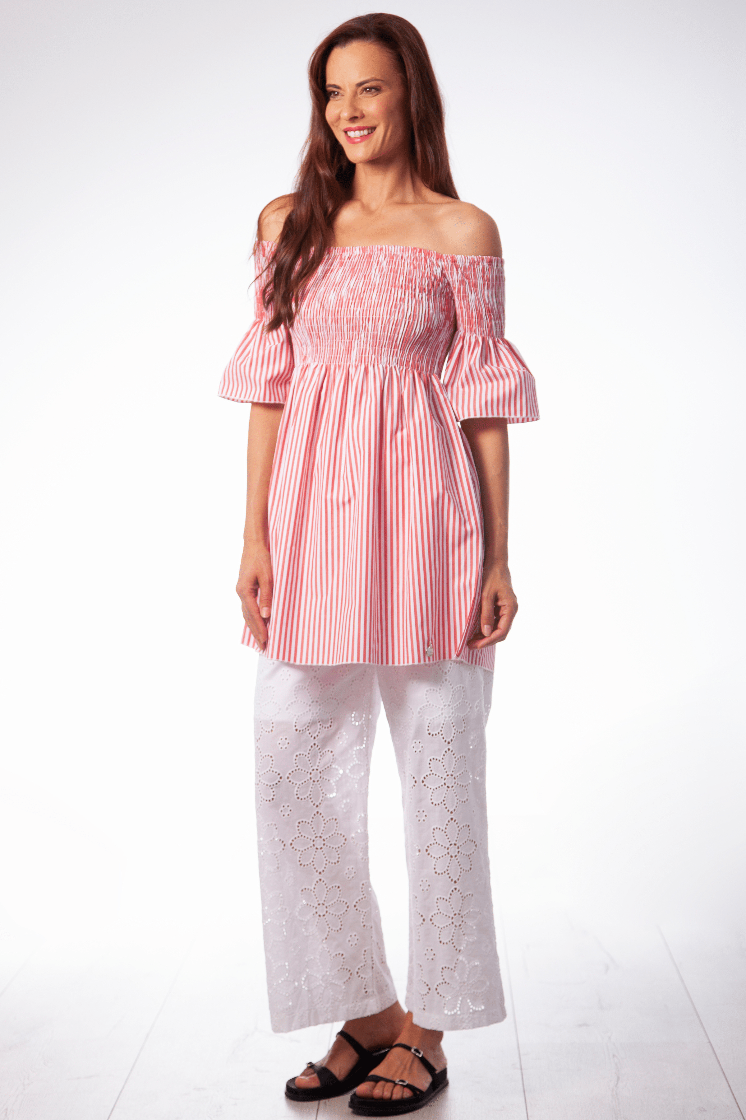 Camiseta rayas rojas cuerpo nido de abeja Lolitas&L - lolitasyl.com