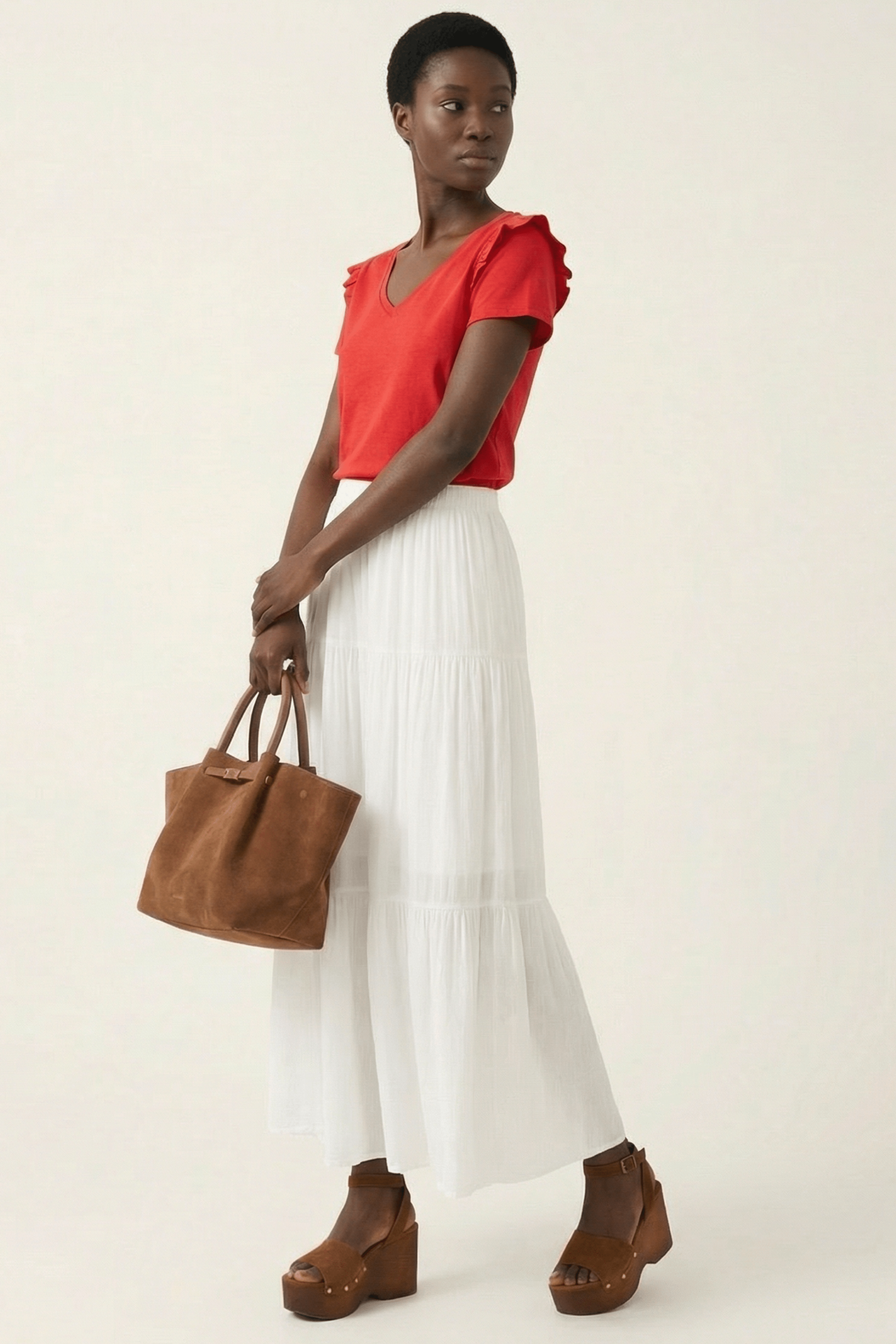 Camiseta roja con volante en hombros Lolitas&L - lolitasyl.com