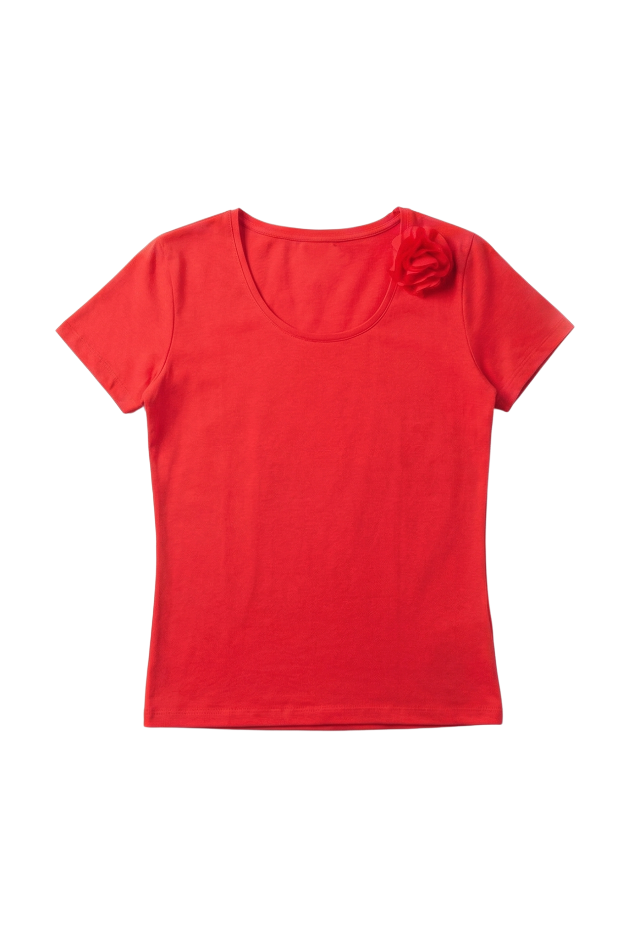 Camiseta roja escote redondo con flor Lolitas&L