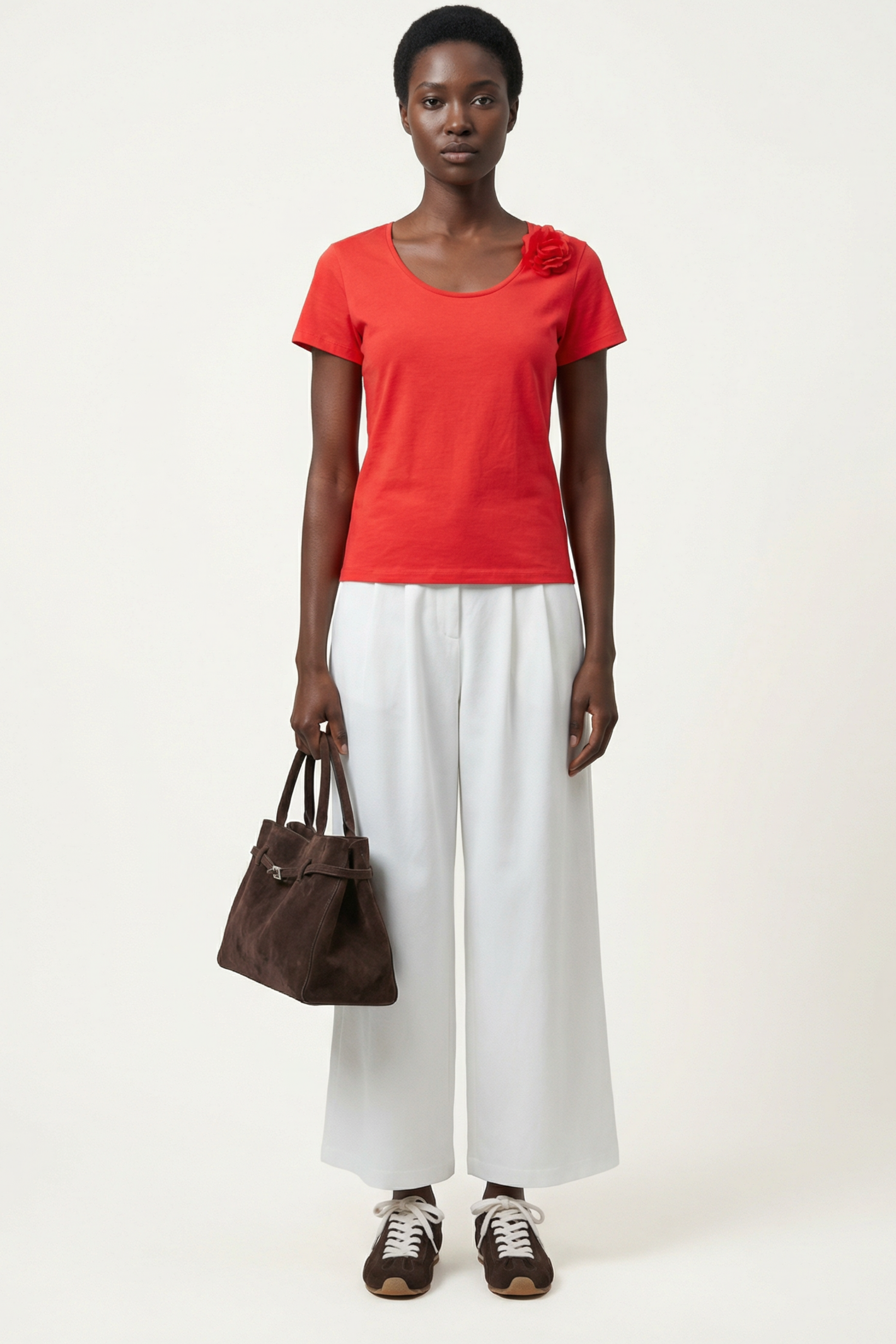 Camiseta roja escote redondo con flor Lolitas&L