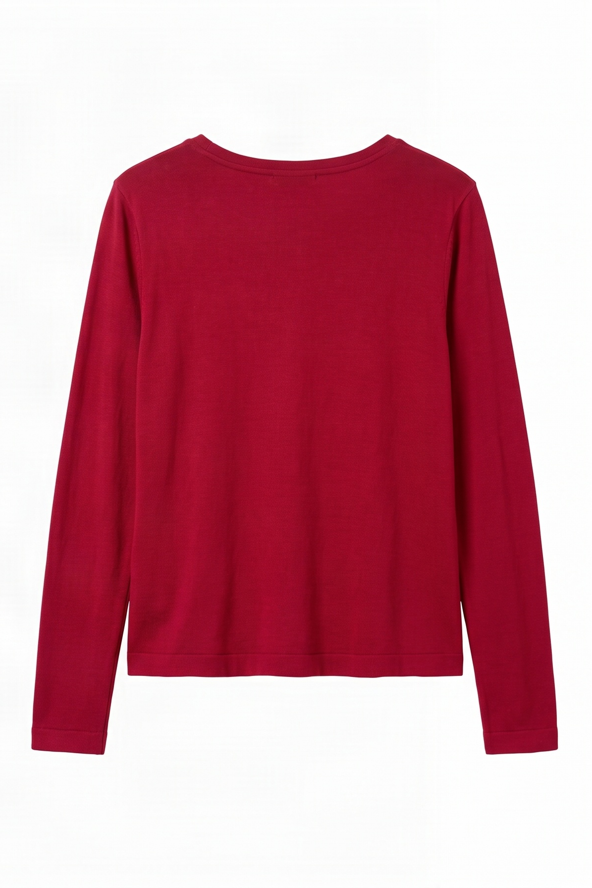 Camiseta Rojo Cereza de Manga Larga con Drapeado Lateral y Cuello Redondo – Lolitas&L