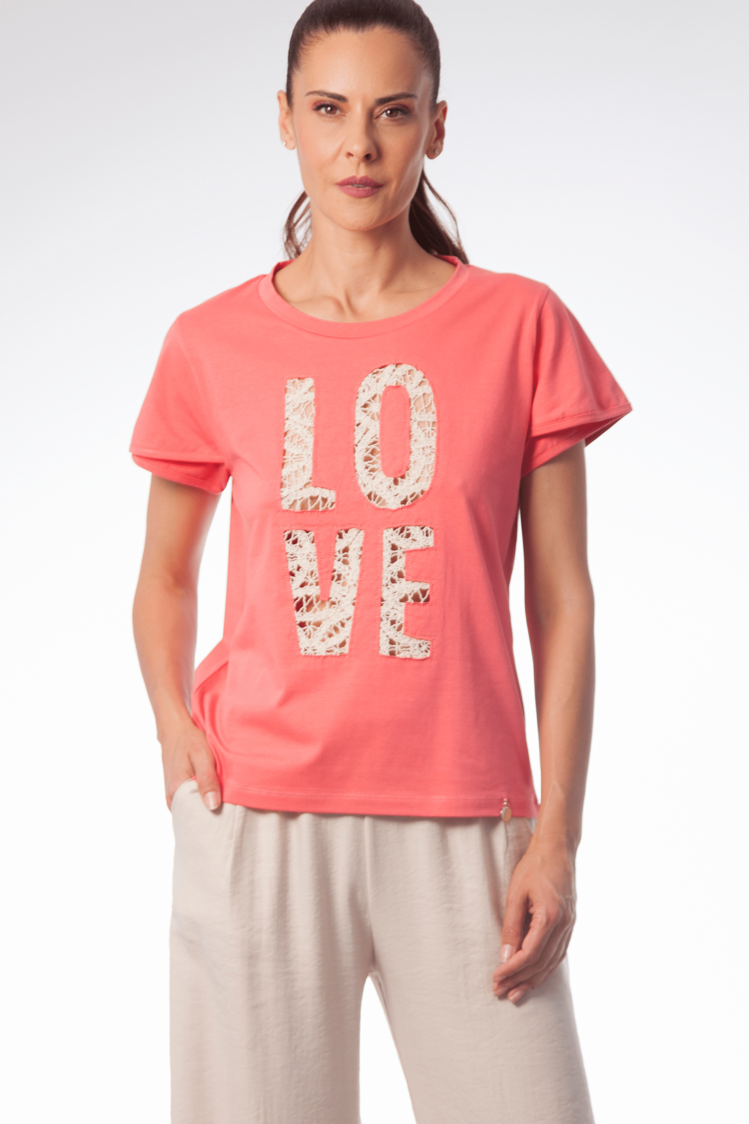 Camiseta rosa bordado LOVE grogre Lolitas&L - lolitasyl.com