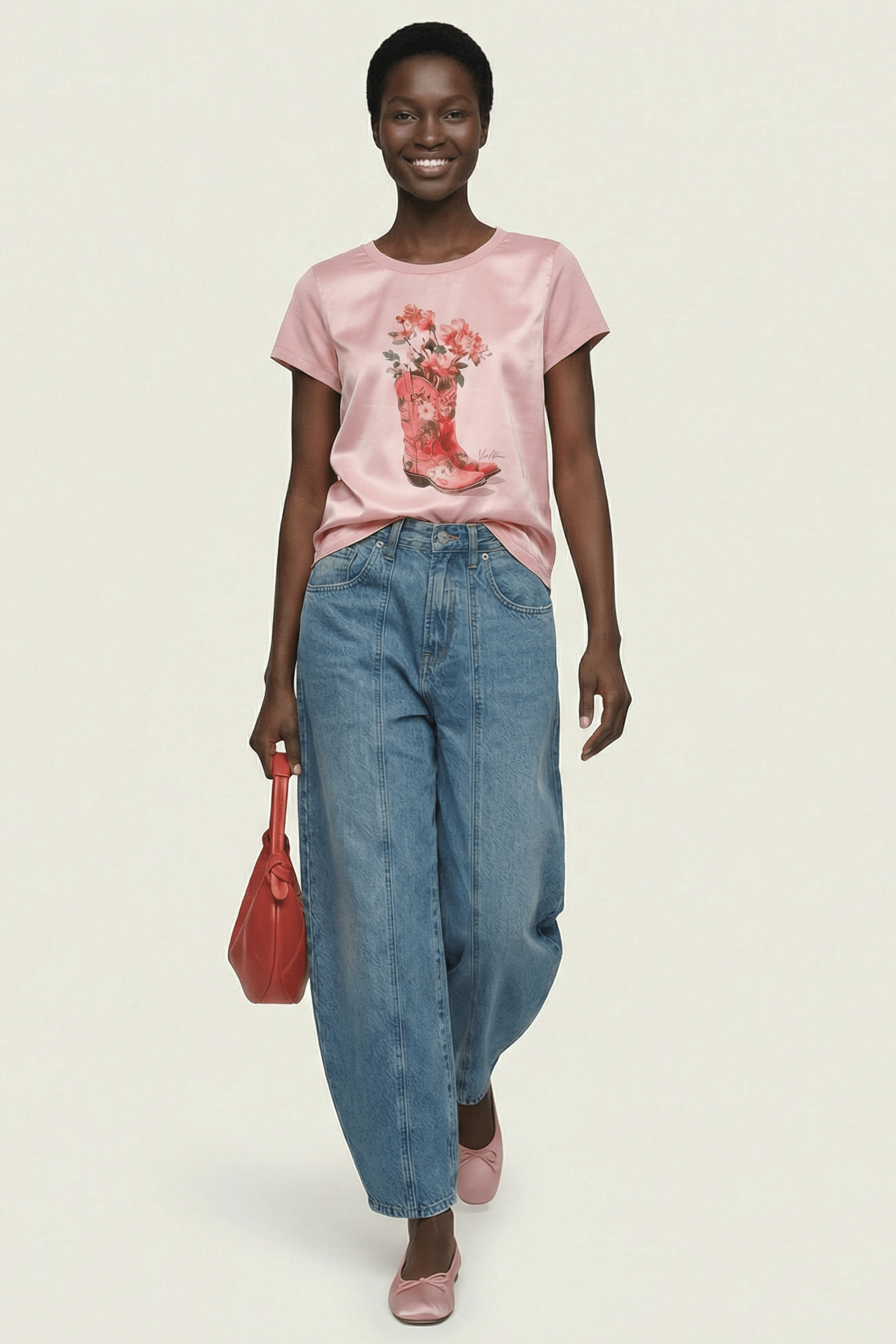 Camiseta rosa con estampado bota cowoy Lolitas&L - lolitasyl.com