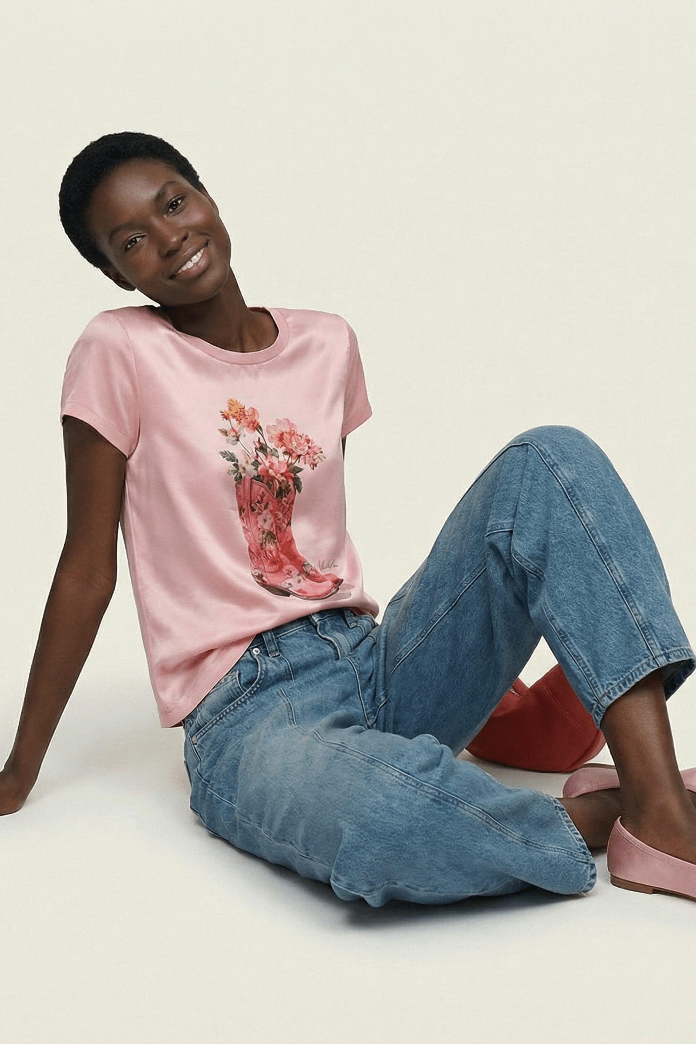 Camiseta rosa con estampado bota cowoy Lolitas&L - lolitasyl.com