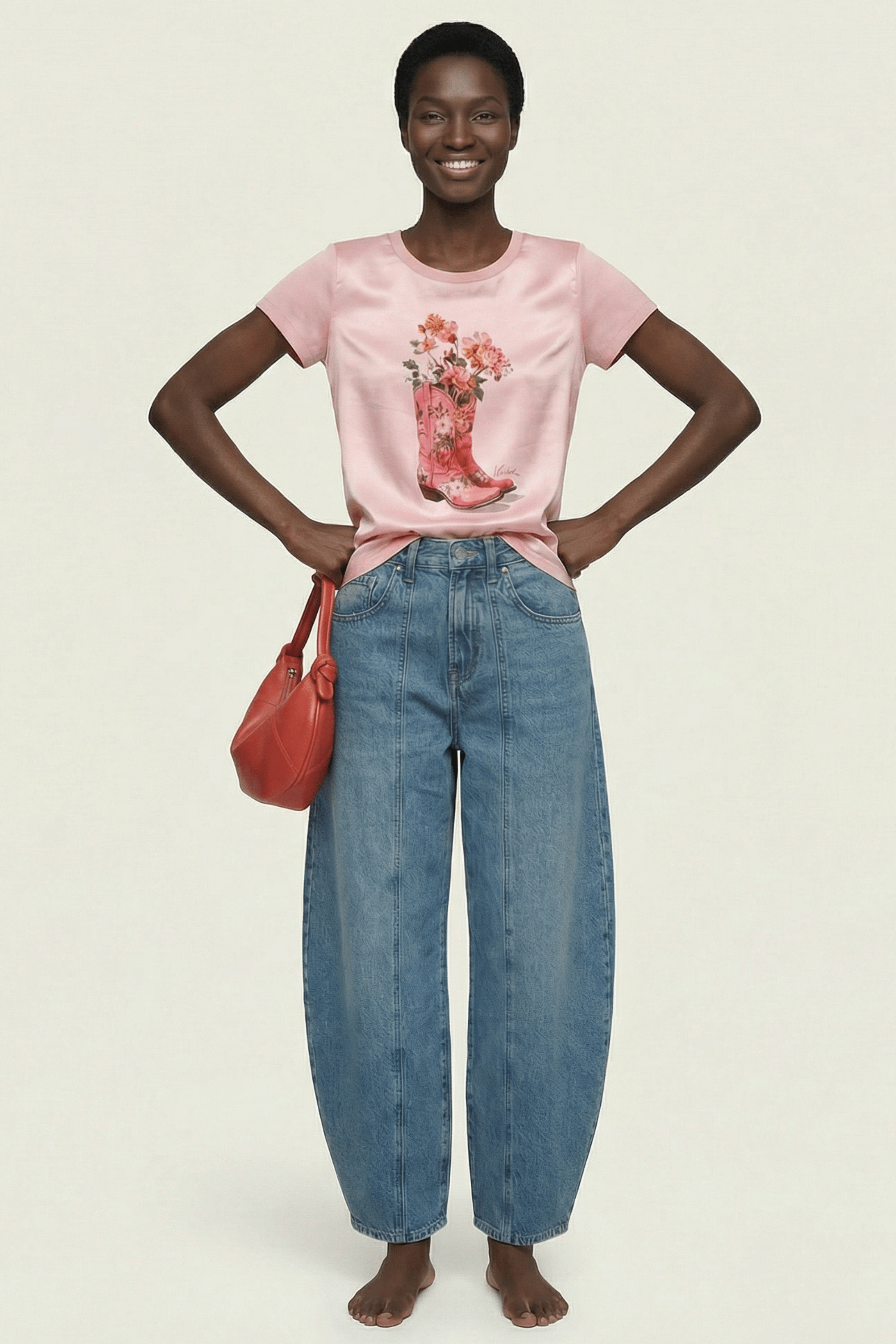 Camiseta rosa con estampado bota cowoy Lolitas&L - lolitasyl.com