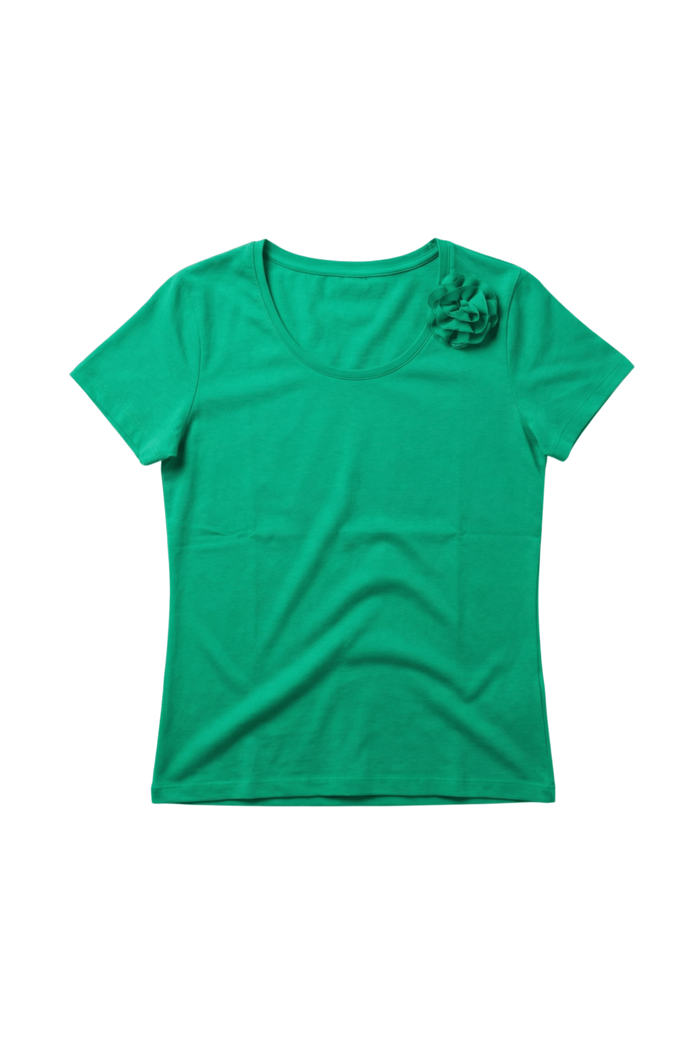 Camiseta verde hierba escote redondo con flor Lolitas&L - lolitasyl.com