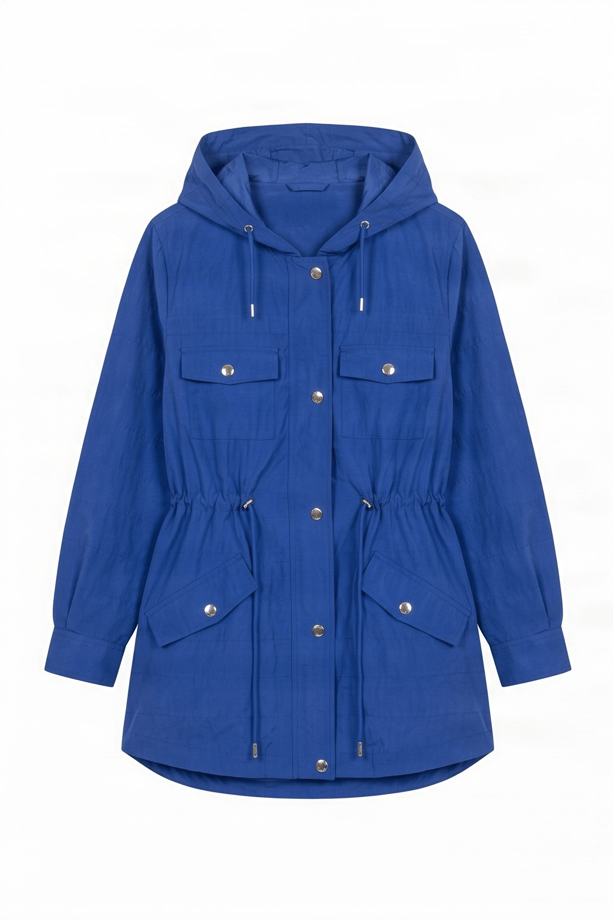 Cazadora azul bordada ajustada en la cintura y capucha Lolitas&L - lolitasyl.com