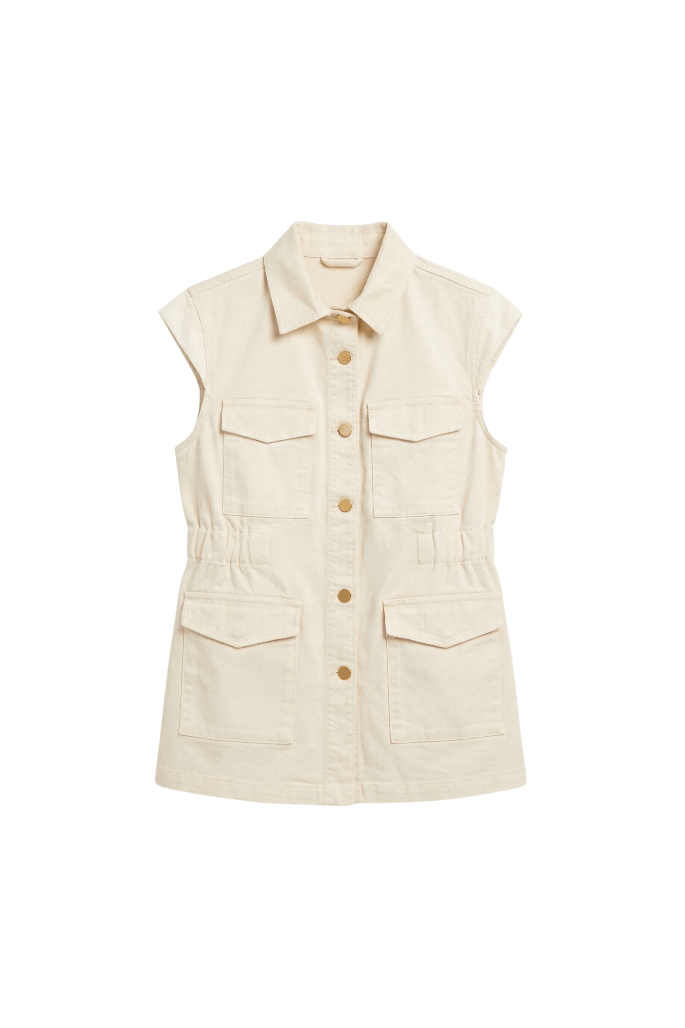 Cazadora vaquera crema sin mangas con bolsillos Lolitas&L - lolitasyl.com