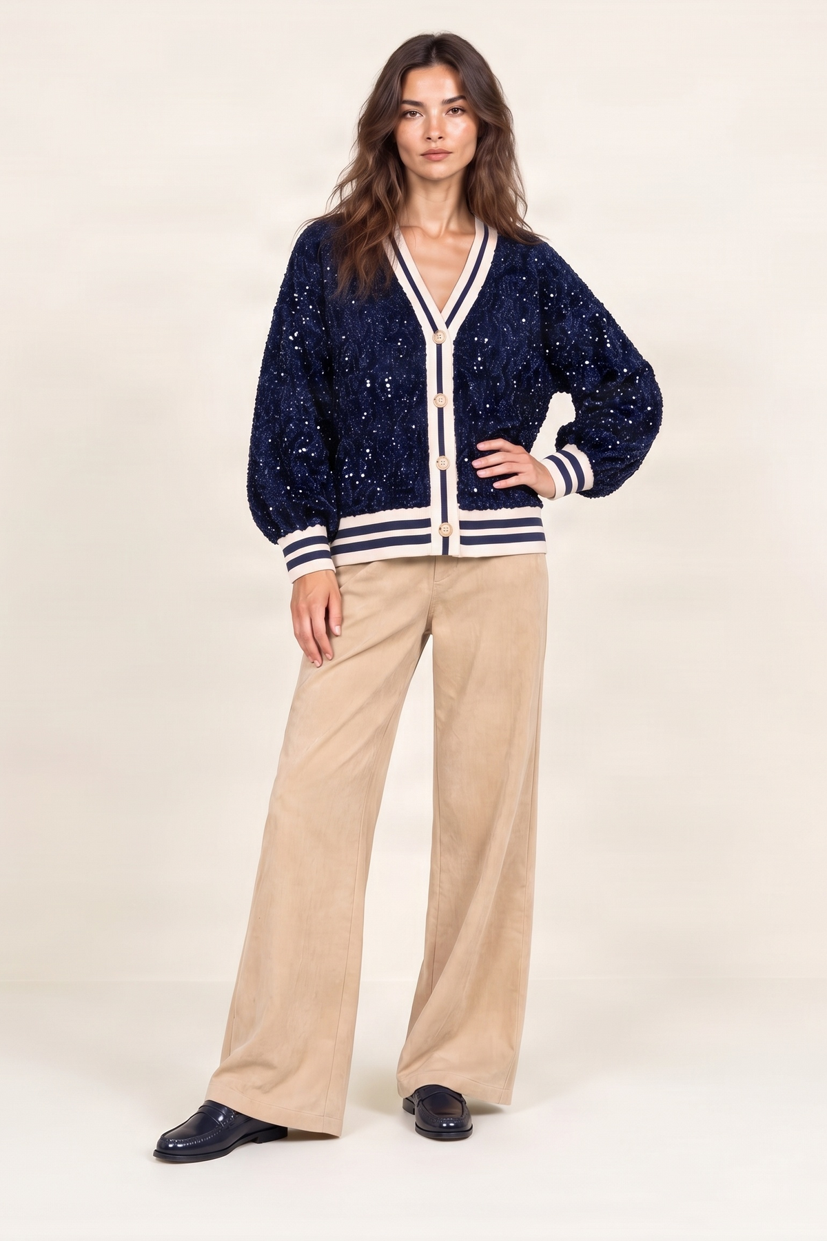 Chaqueta azul lentejuelas elasticos con botones Lolitas&L