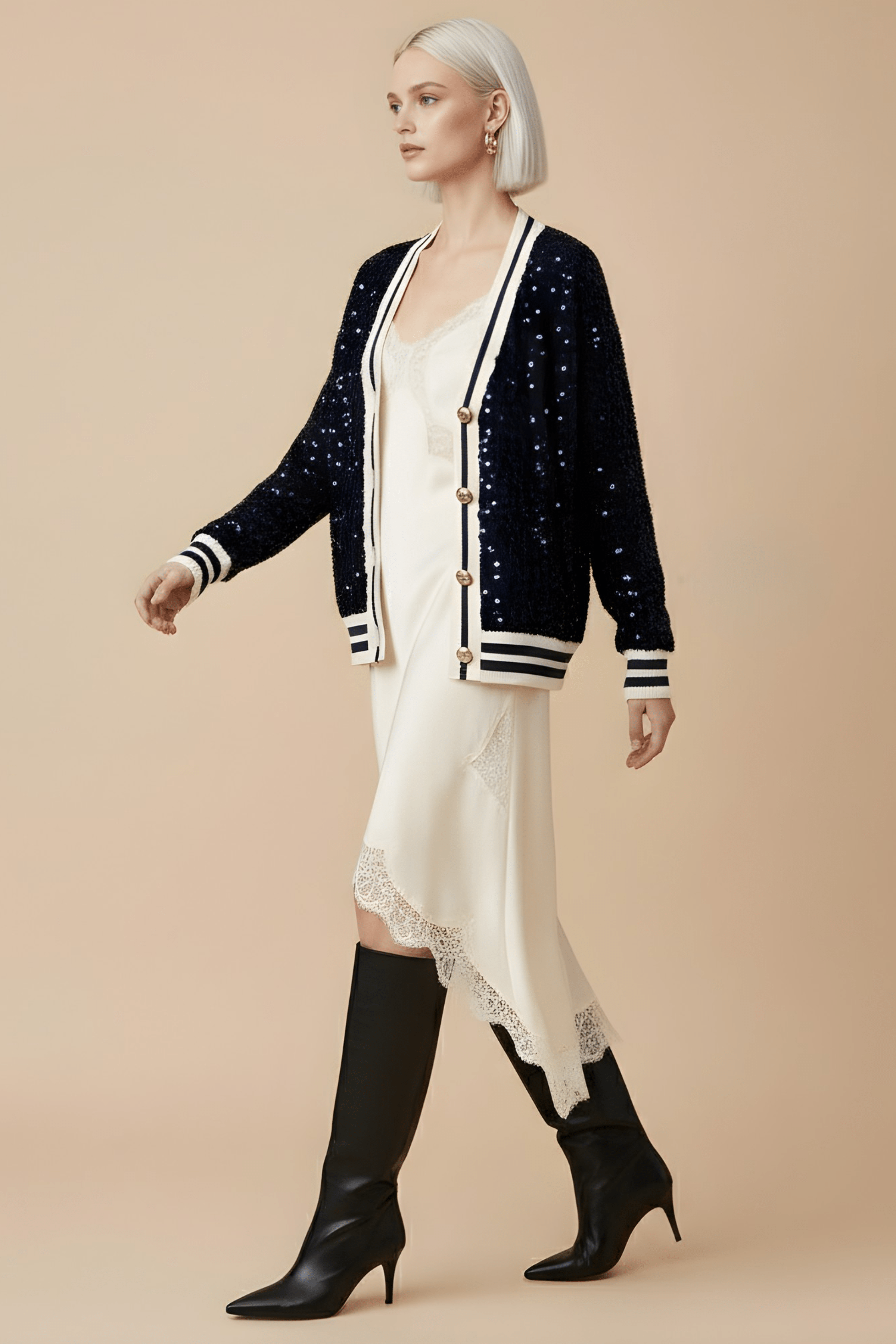 Chaqueta azul lentejuelas elasticos con botones Lolitas&L - lolitasyl.com