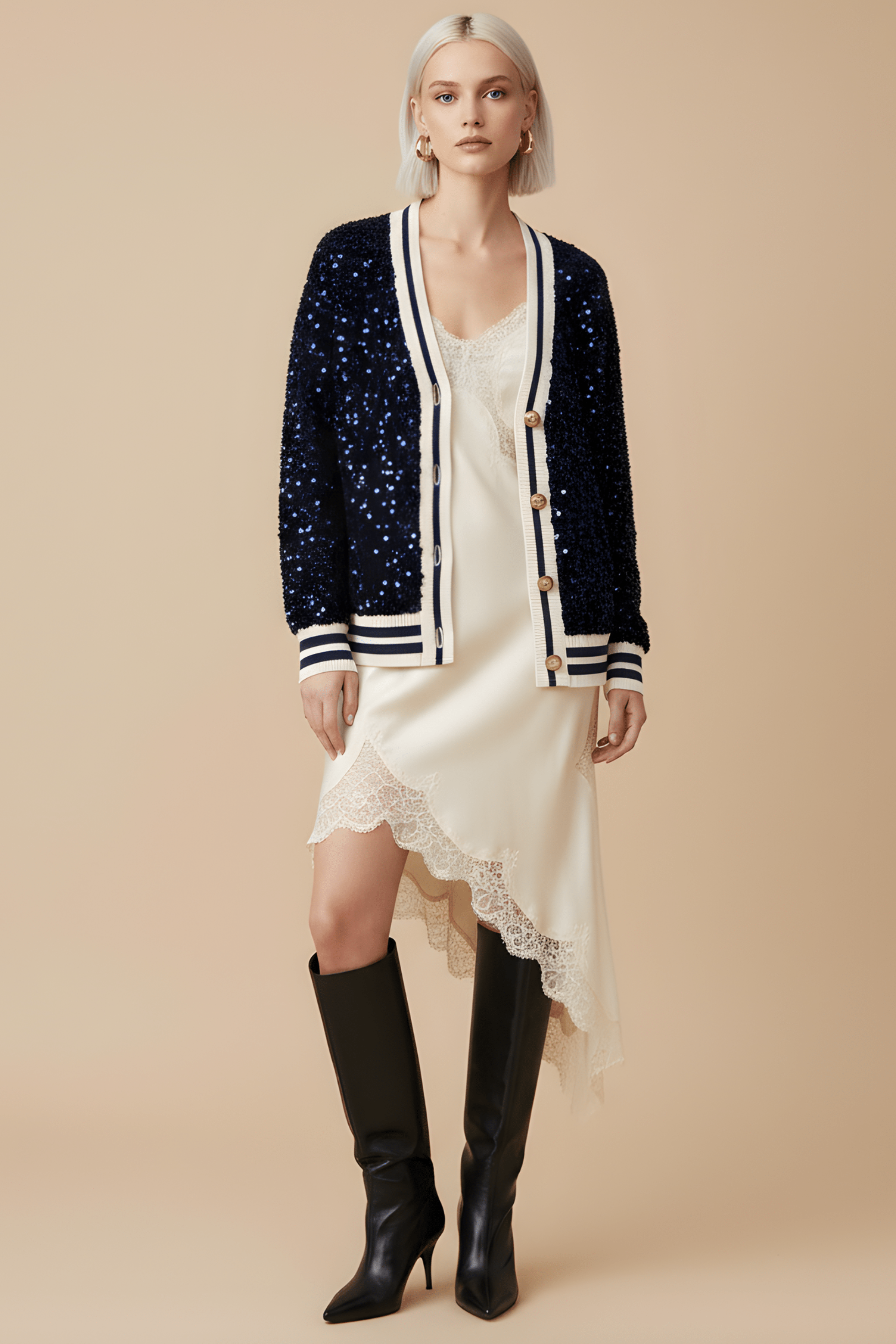 Chaqueta azul lentejuelas elasticos con botones Lolitas&L - lolitasyl.com