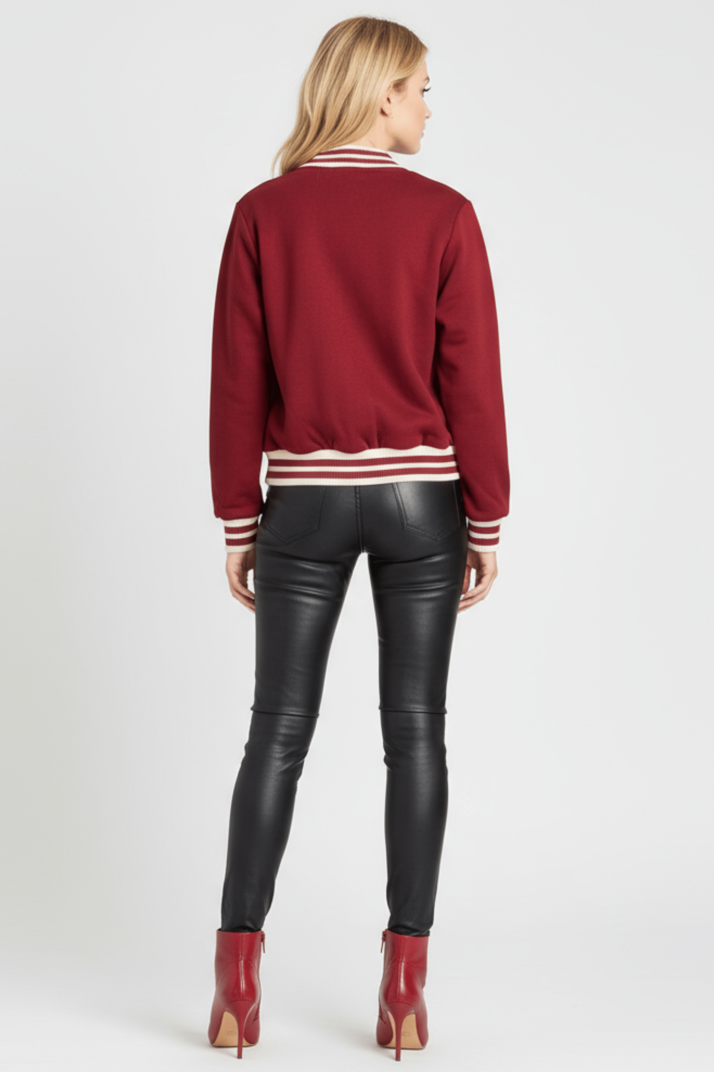 Chaqueta granate punto con elasticos y bordado Lolitas&L - lolitasyl.com