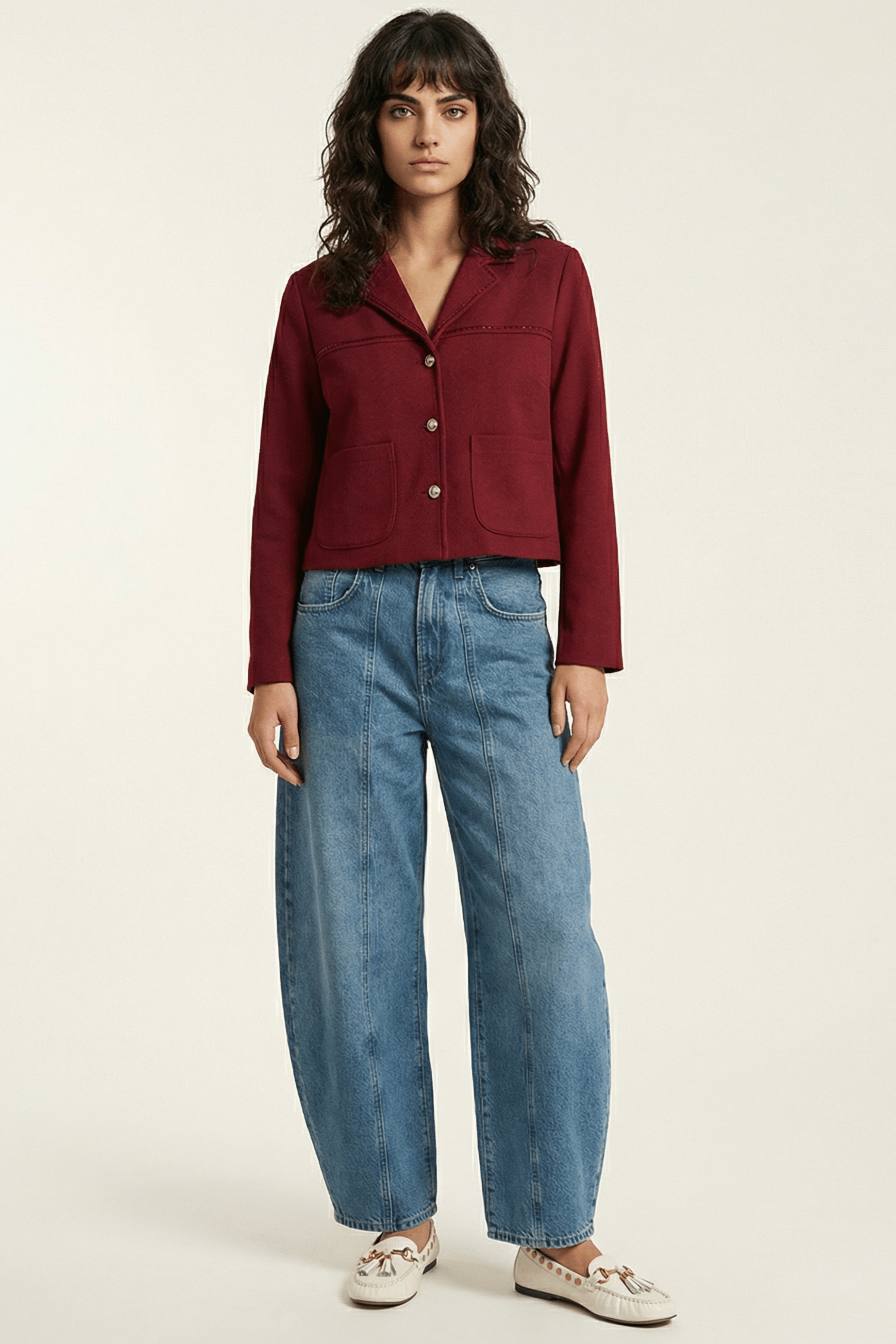 Chaqueta granate solapas con botones y tira de strass Lolitas&L - lolitasyl.com