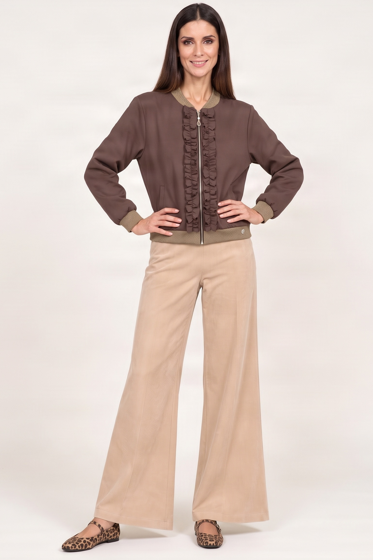 Chaqueta marron cremallera con chorreras Lolitas&L