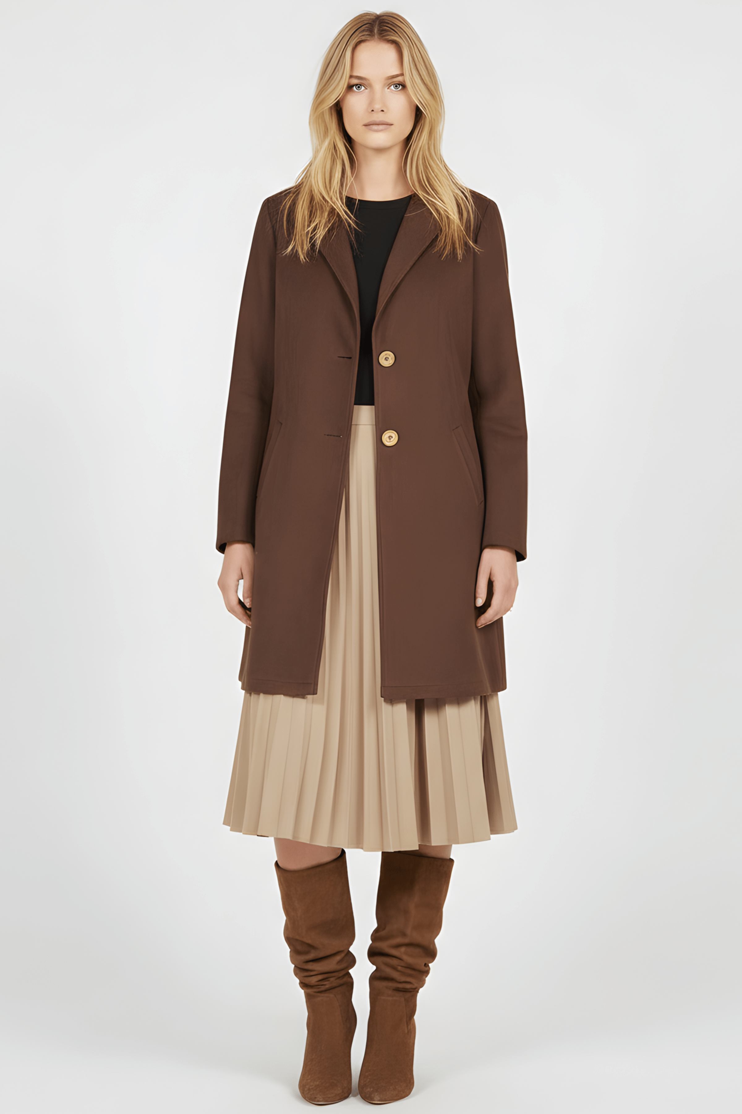 Chaqueta marron larga de antelina abotonada Lolitas&L - lolitasyl.com