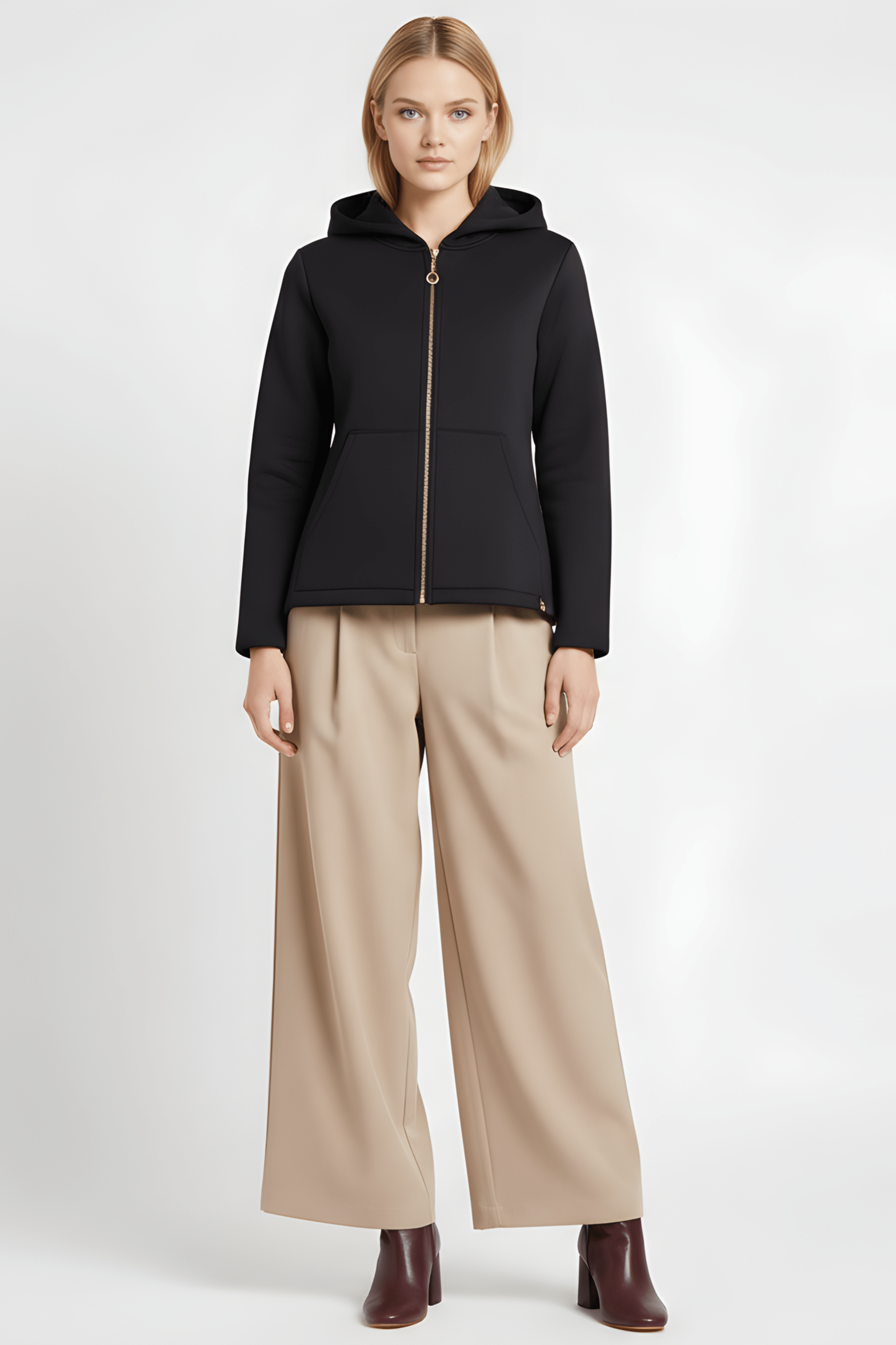 Chaqueta negra capucha con cremallera y manga larga Lolitas&L - lolitasyl.com