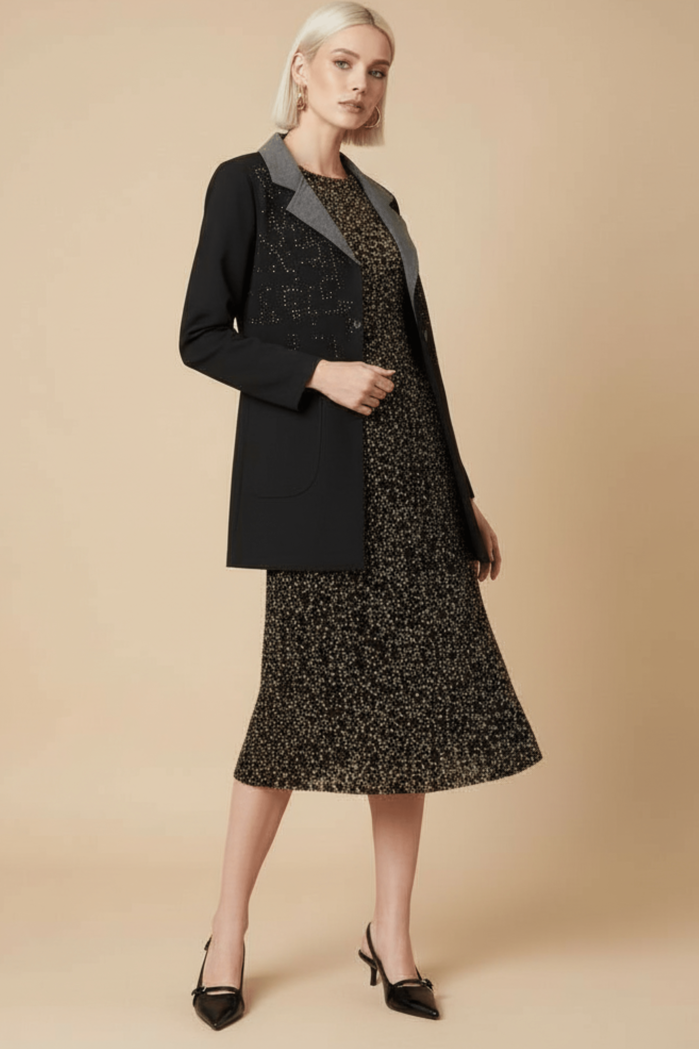 Chaqueta negra solapas duplo con strass Lolitas&L - lolitasyl.com