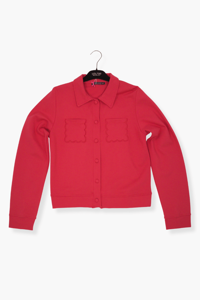Chaqueta Preloved roja con bolsillos bordados y automaticos Lolitas&L - lolitasyl.com