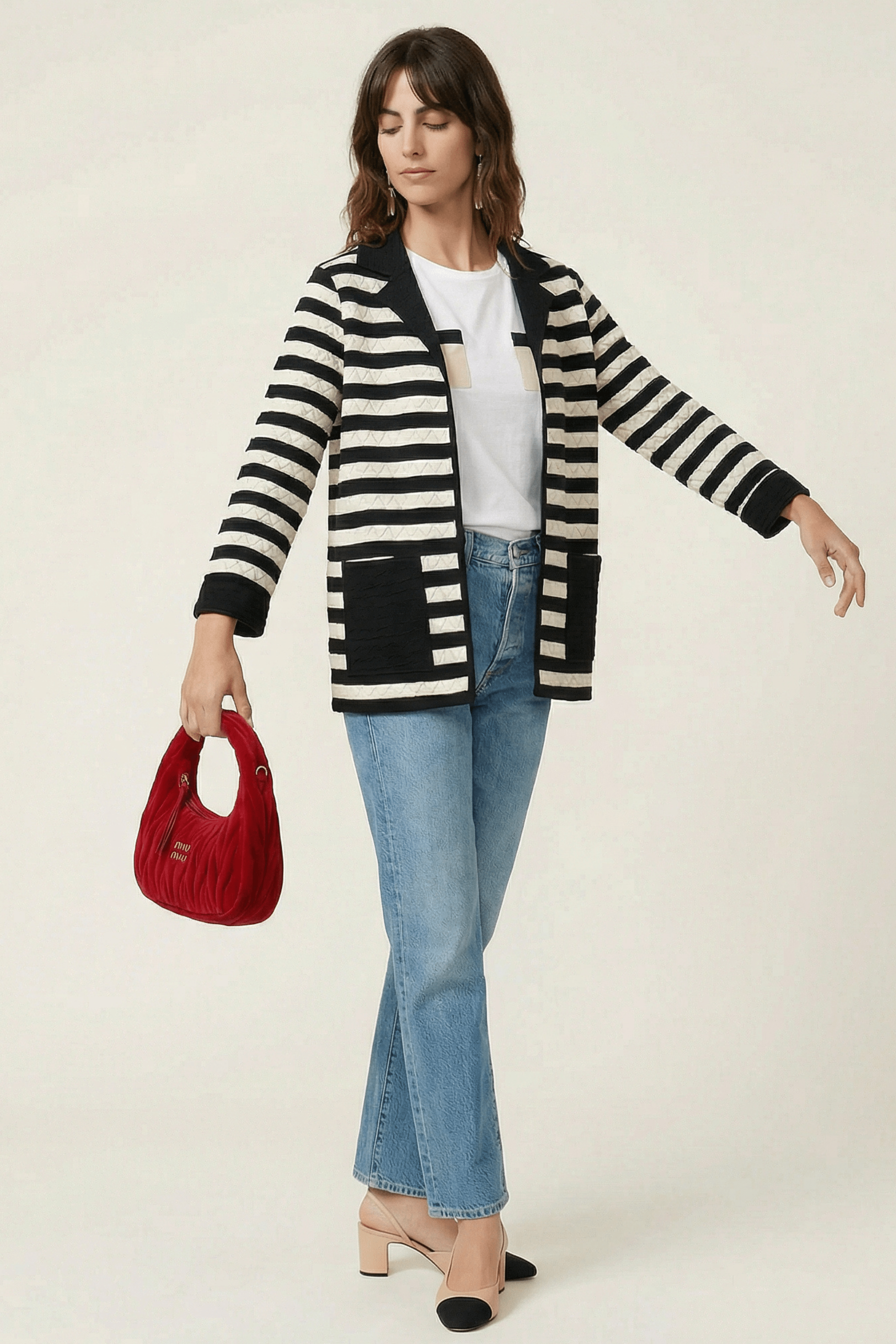 Chaqueta rayas blancas y negras guateada con bolsillos Lolitas&L - lolitasyl.com