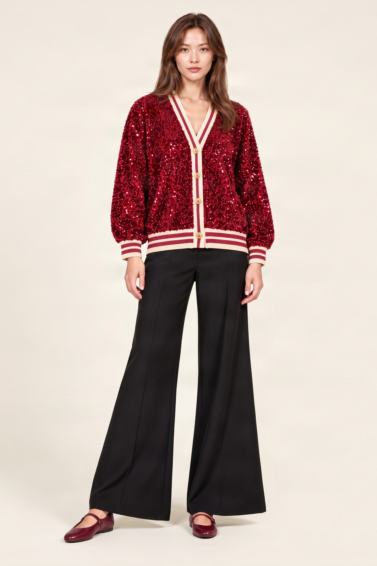 Chaqueta roja lentejuelas elasticos con botones Lolitas&L