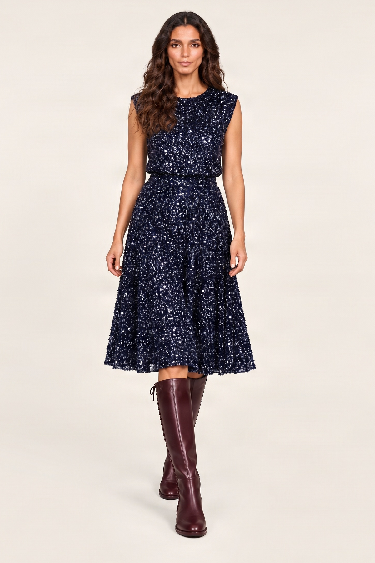 Falda azul de lentejuelas midi Lolitas&L