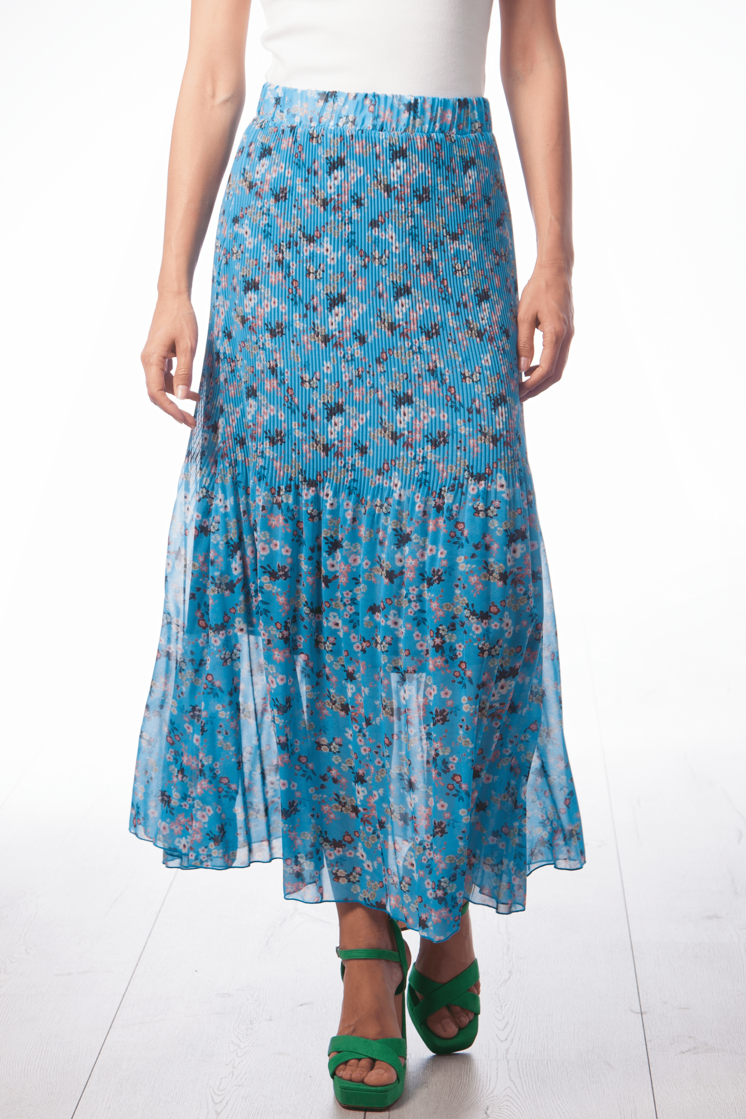 Falda azul rayas plisada de gasa en rayas Lolitas&L - lolitasyl.com