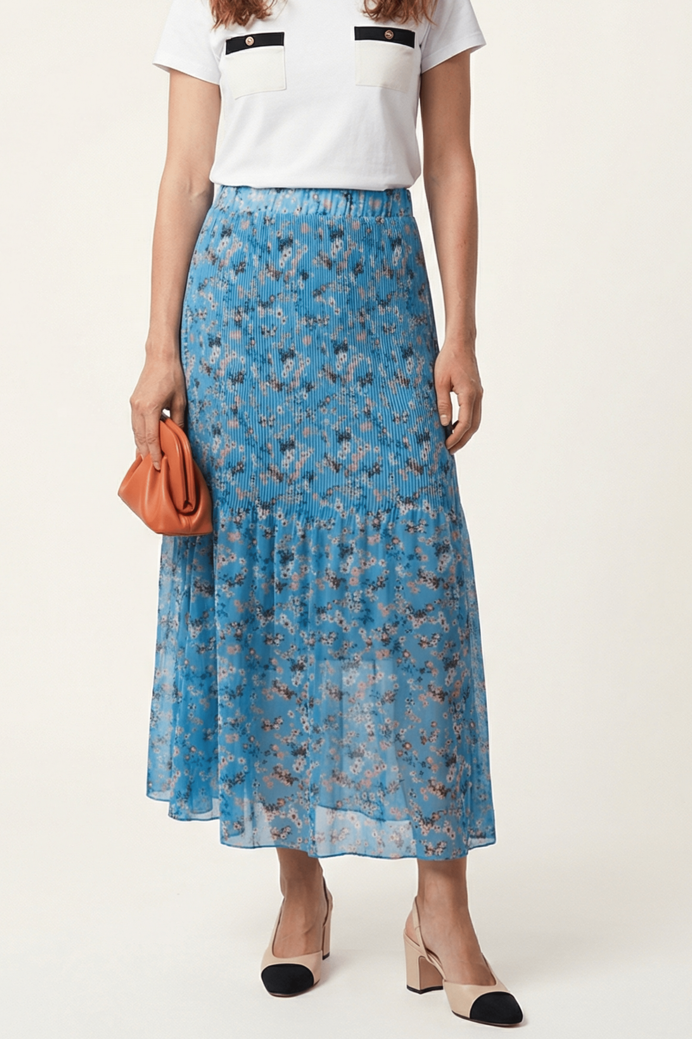 Falda azul rayas plisada de gasa en rayas Lolitas&L - lolitasyl.com