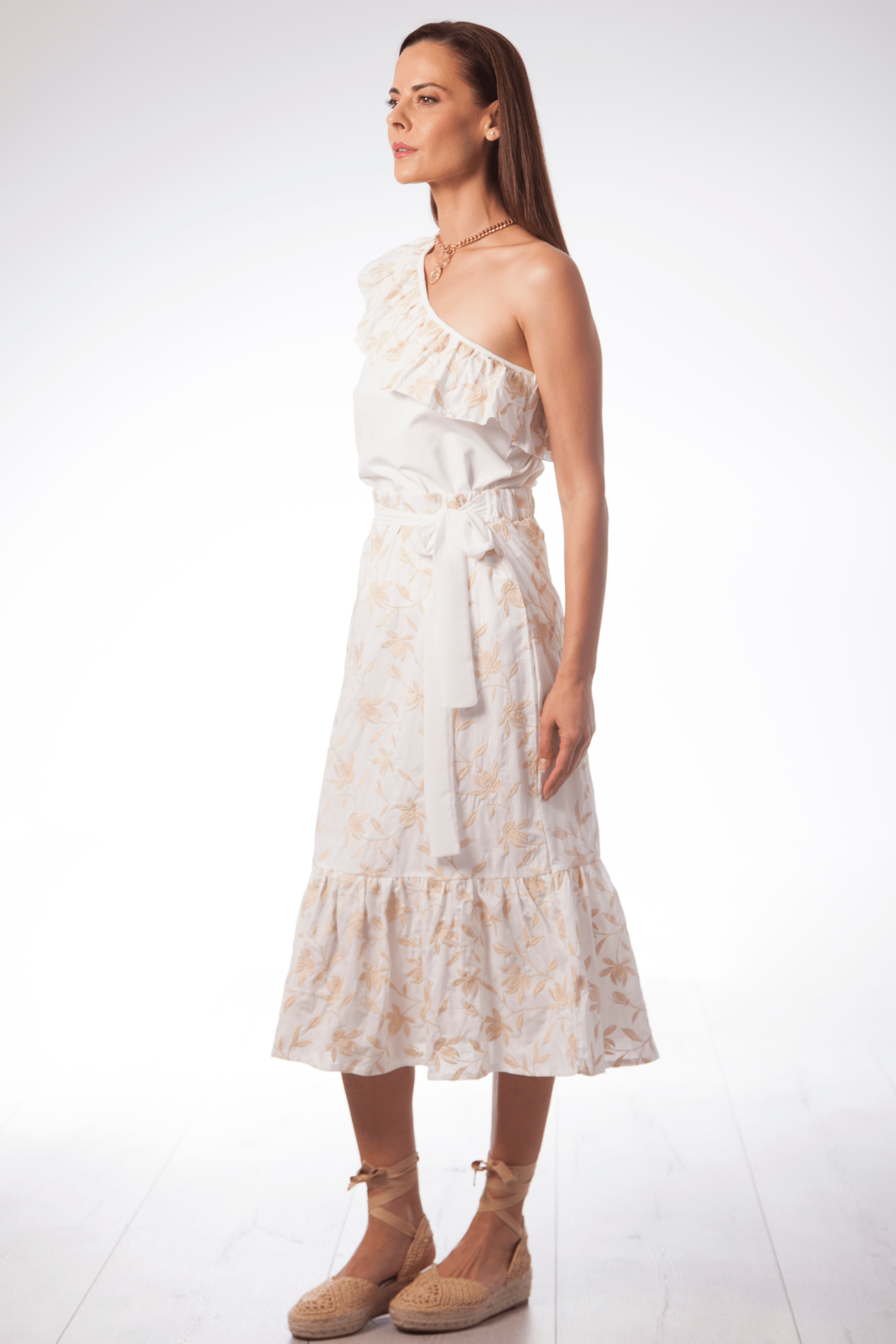 Falda blanca anudada con bordado en contraste Lolitas&L - lolitasyl.com