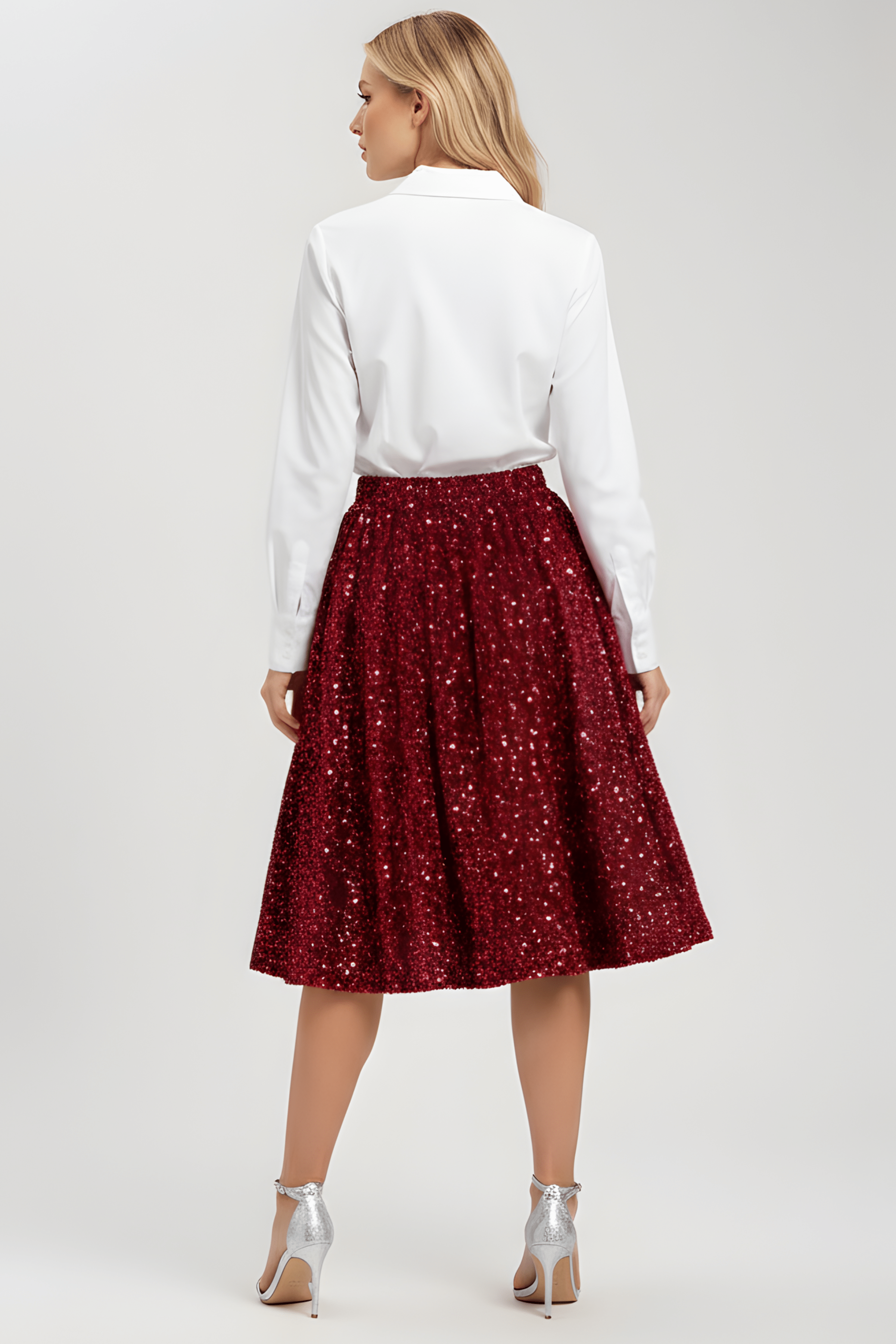 Falda granate de lentejuelas midi Lolitas&L - lolitasyl.com