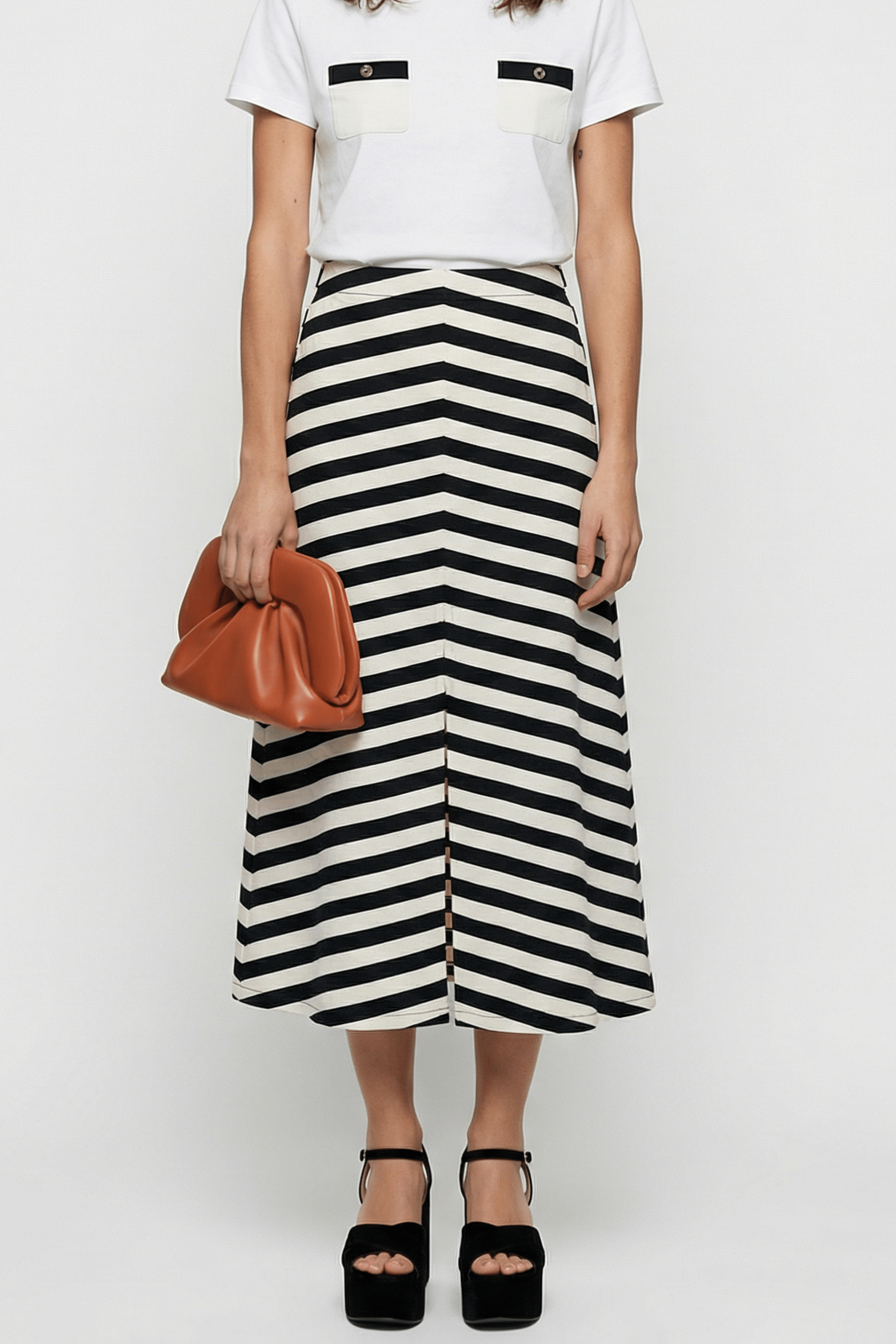 Falda larga de rayas con abertura en el delantero Lolitas&L - lolitasyl.com