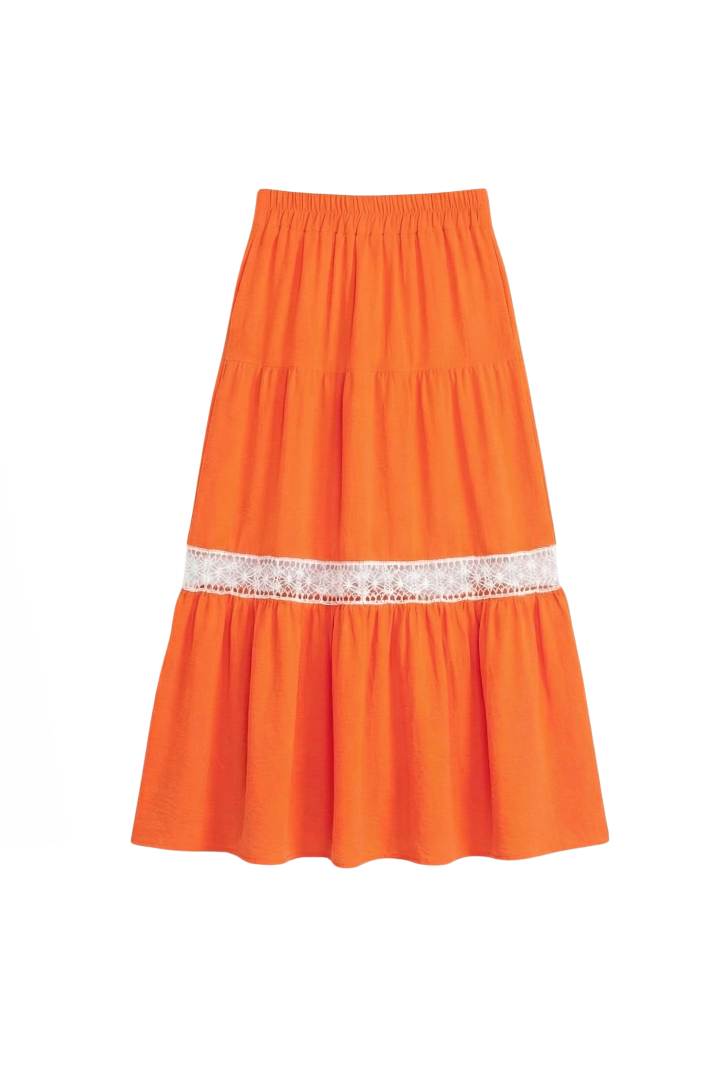 Falda larga naranja cortes con puntilla blanca LolitasyL