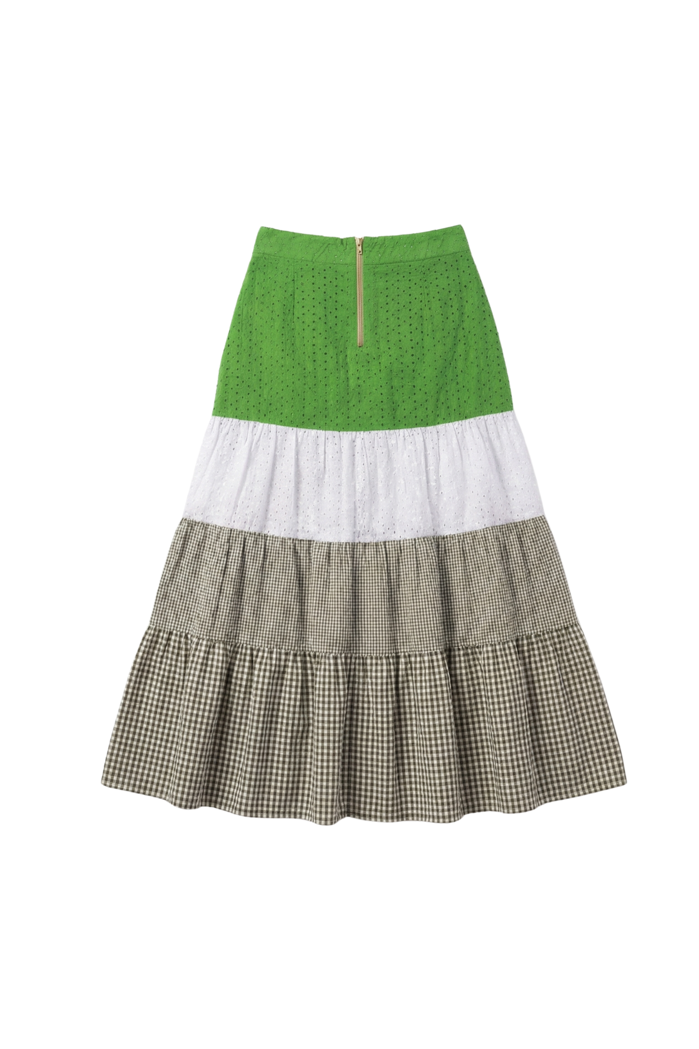 Falda larga patchwork bordado ingles y cuadro vichy Lolitas&L