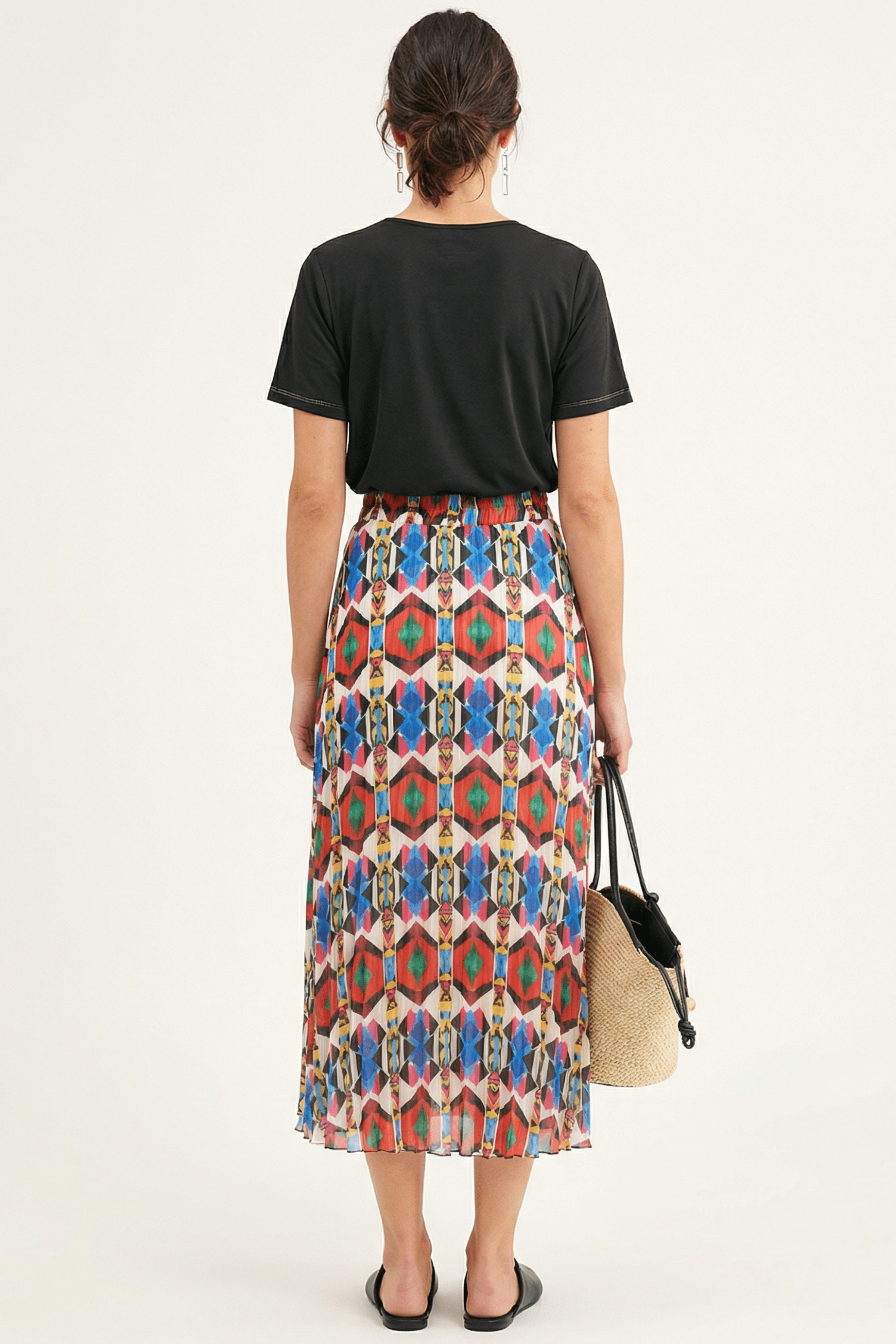 Falda larga plisada con estampado etnico Lolitas&L - lolitasyl.com