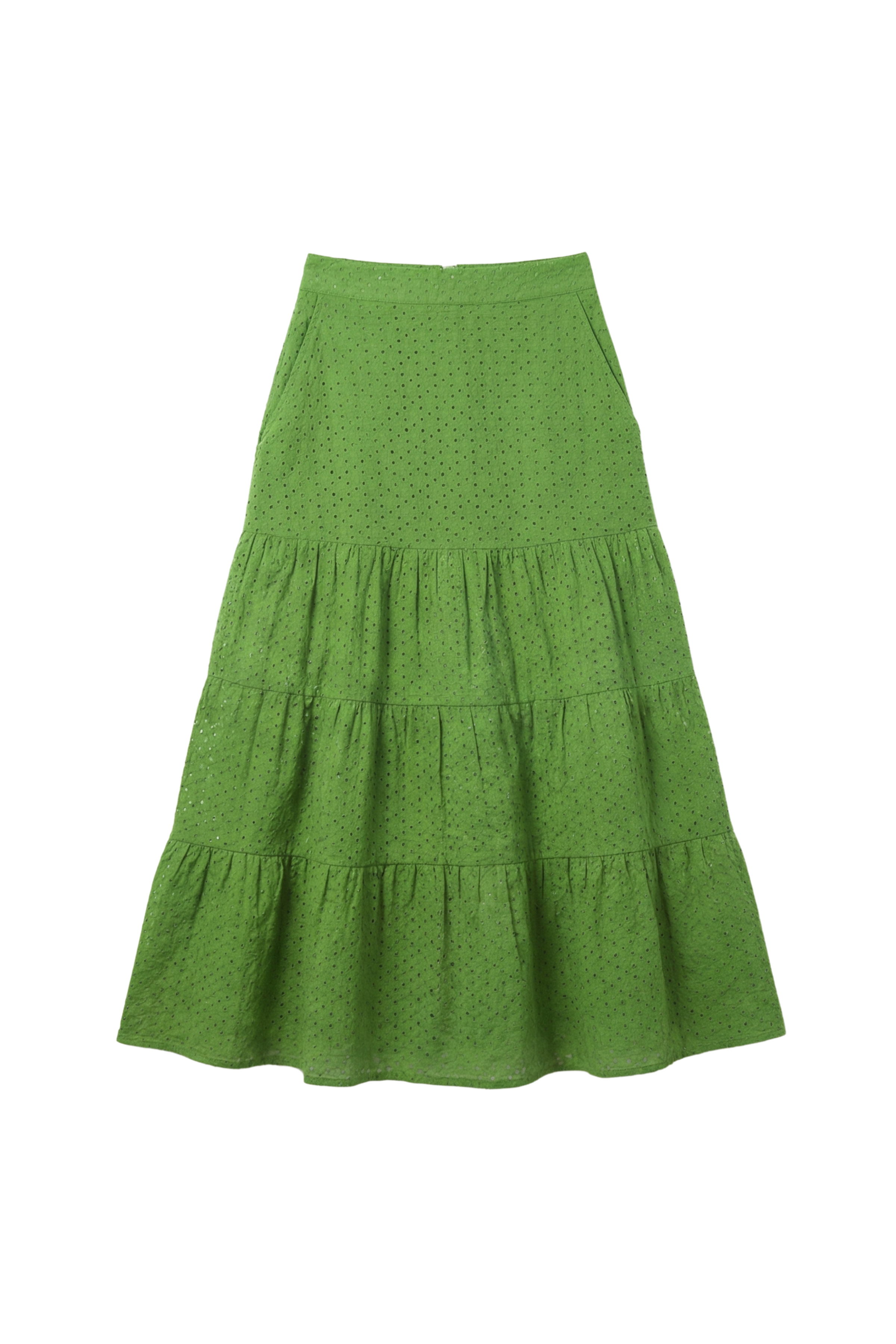 Falda larga verde en bordado ingles con cortes Lolitas&L