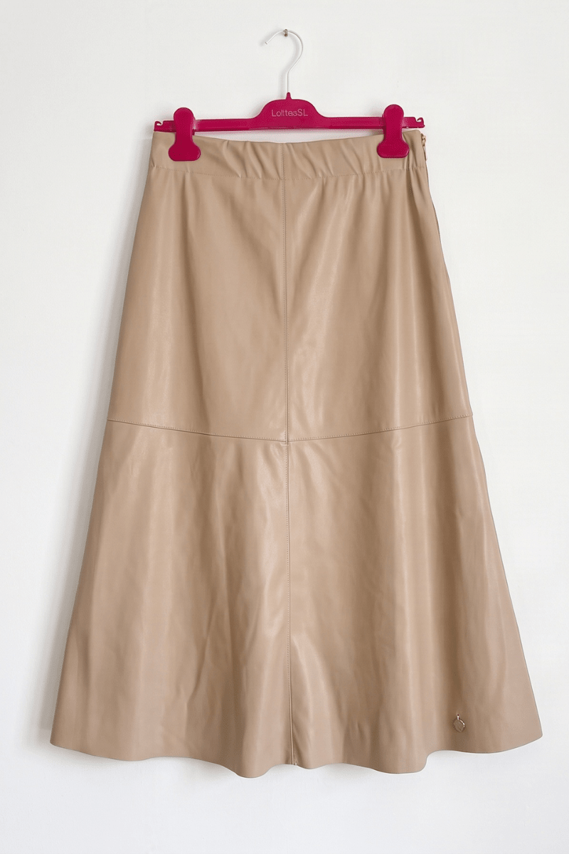 Falda Midi de Polipiel Beige Claro Preloved - lolitasyl.com