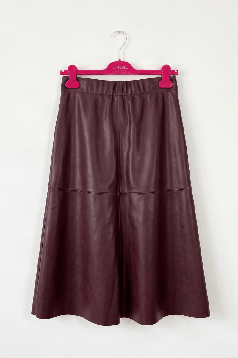 Falda Midi de Polipiel Burdeos Preloved - lolitasyl.com