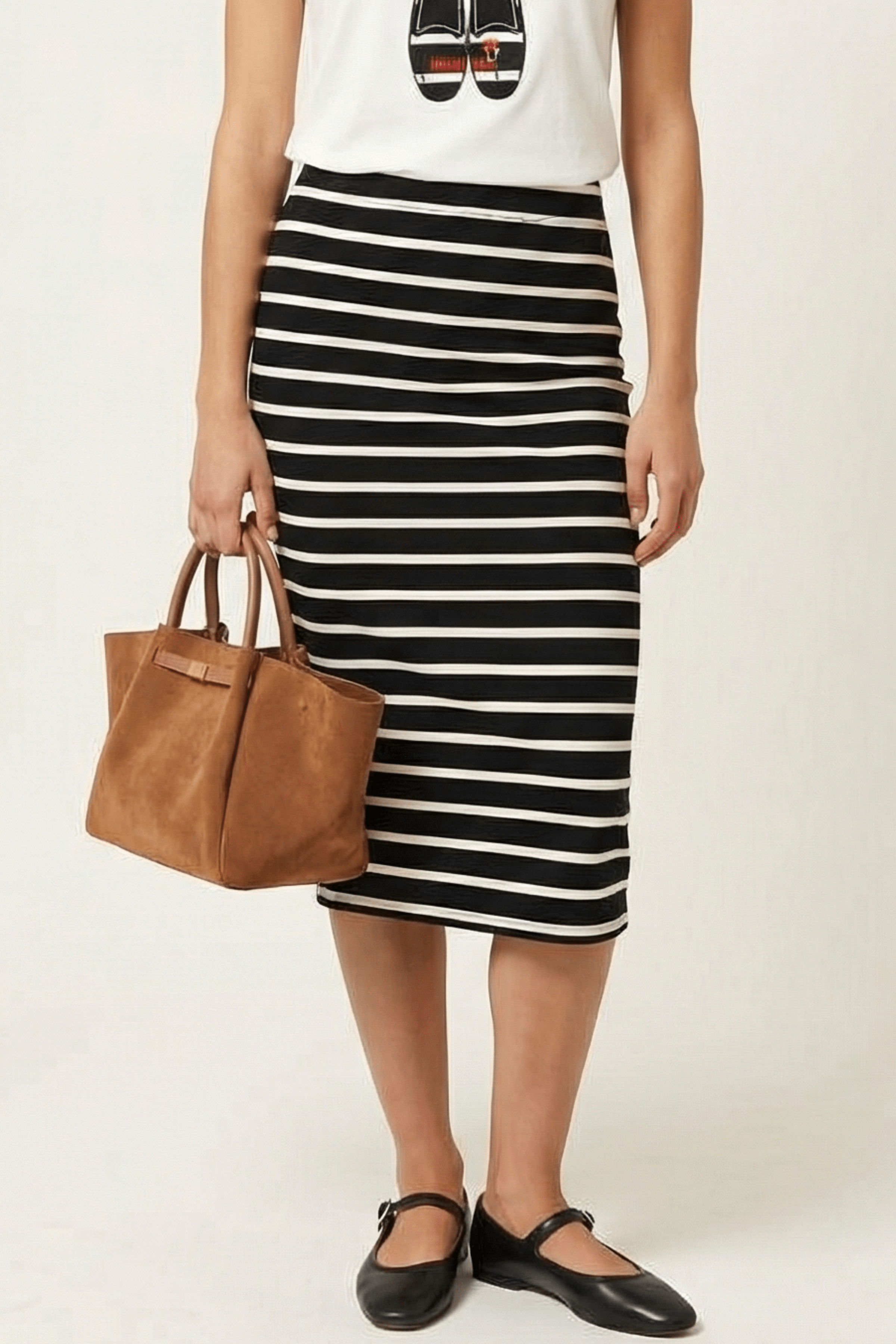 Falda negra rayas con goma y abertura lateral Lolitas&L - lolitasyl.com