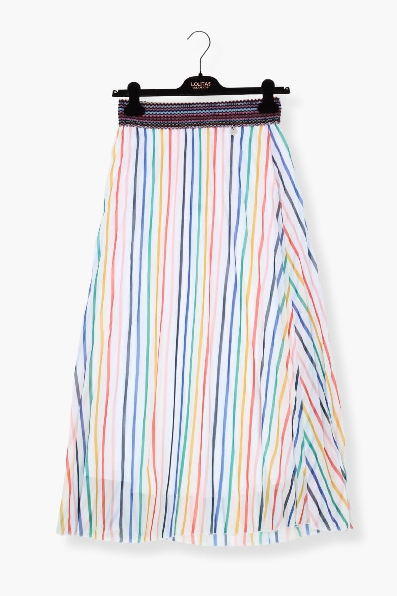 Falda Preloved blanca larga estampado rayas multicolor Lolitas&L - lolitasyl.com