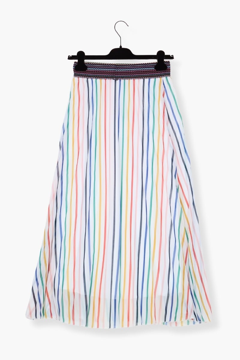 Falda Preloved blanca larga estampado rayas multicolor Lolitas&L - lolitasyl.com