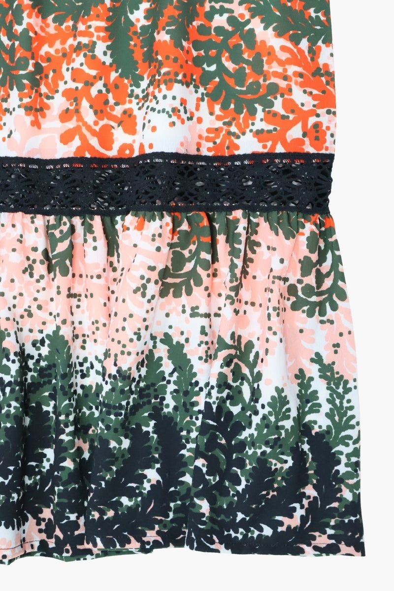 Falda Preloved larga estampada Leaves con goma y puntilla Lolitas&L - lolitasyl.com