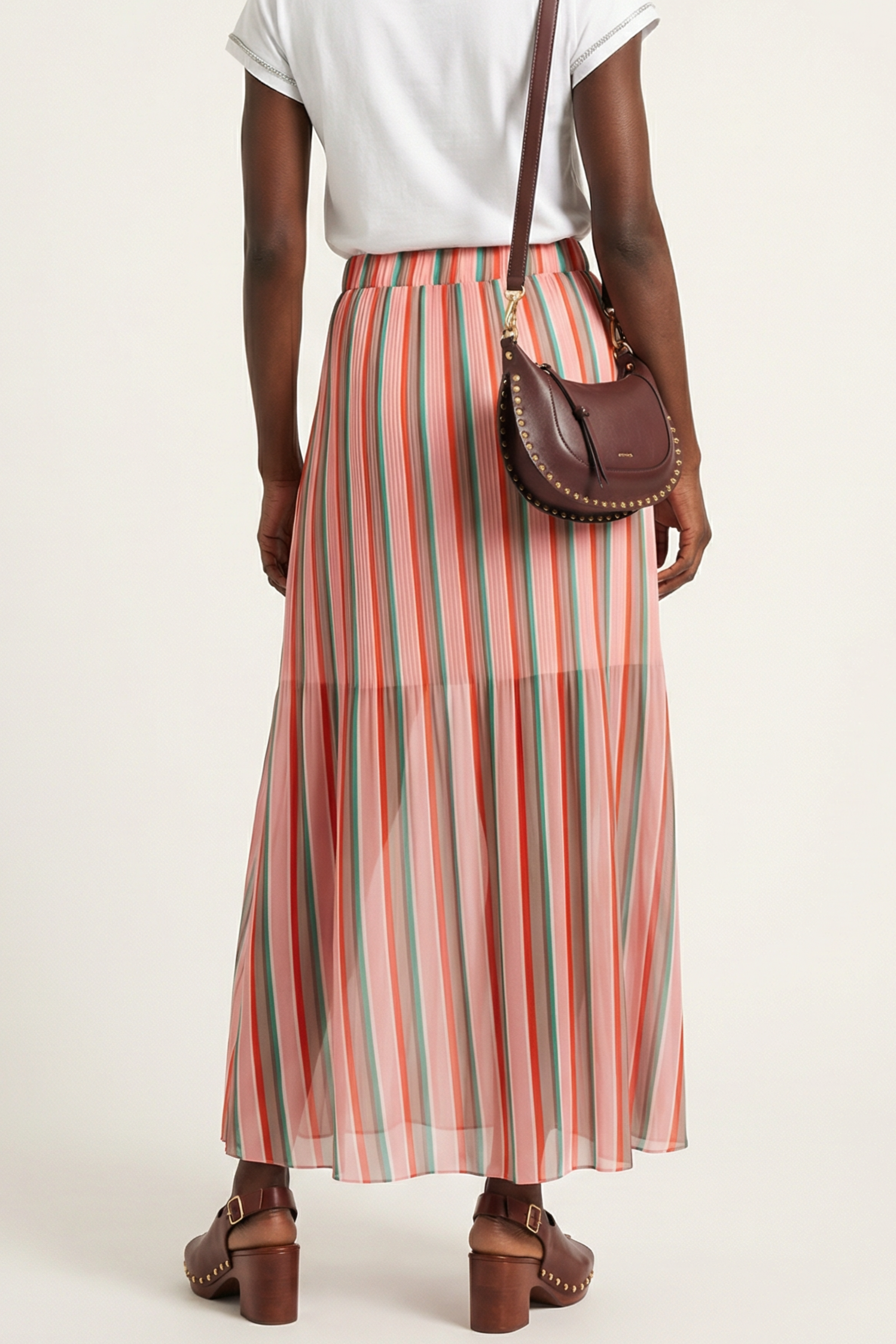 Falda rosa rayas plisada de gasa en rayas Lolitas&L