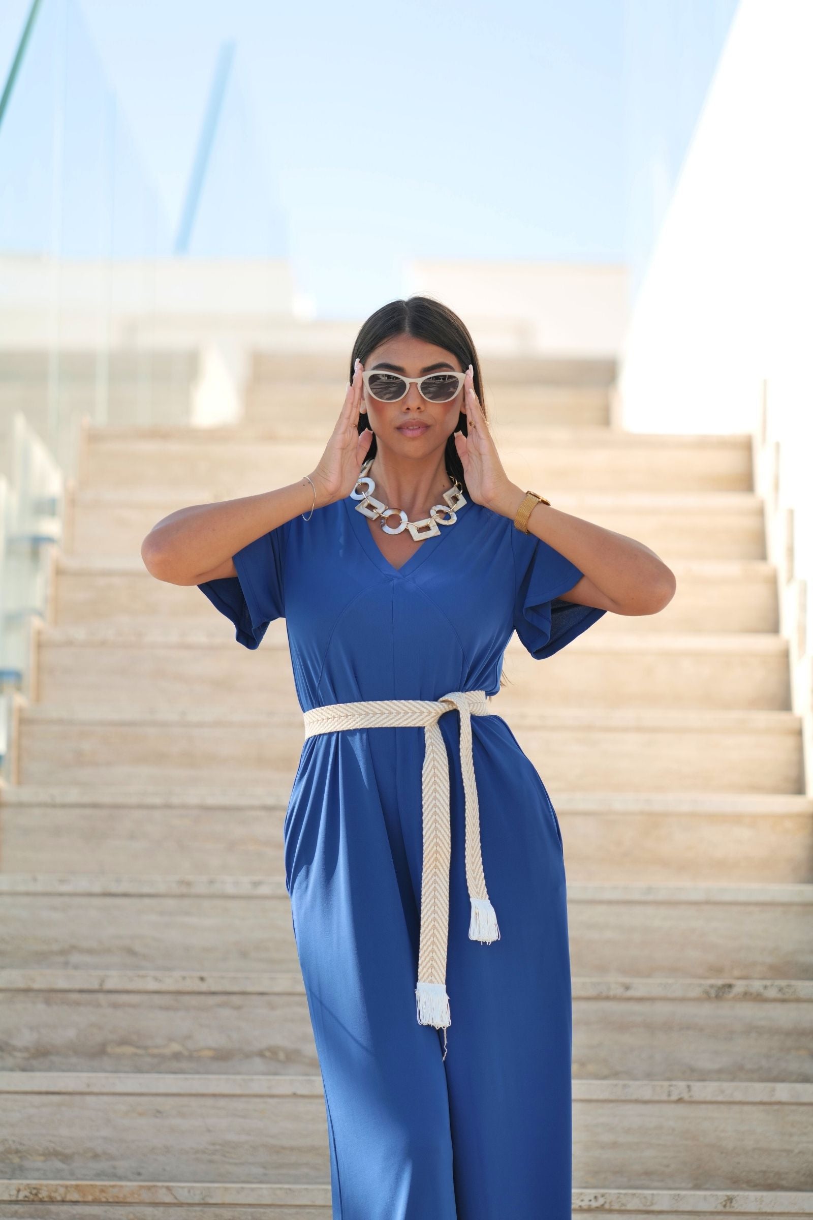 Mono Azul Royal largo con lagrima en la espalda de Lolitas&L