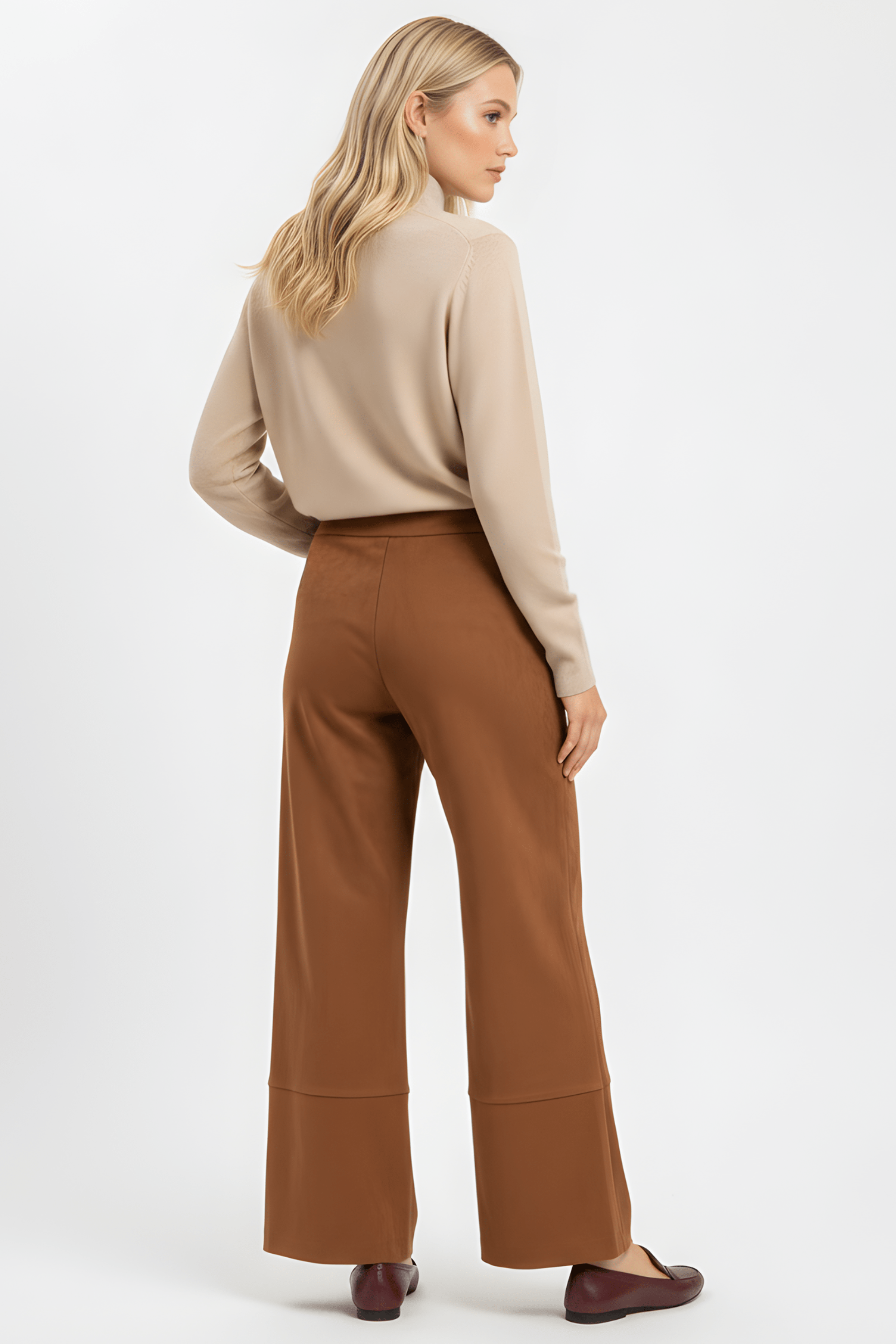 Pantalon antelina camel corte con botones Lolitas&L - lolitasyl.com