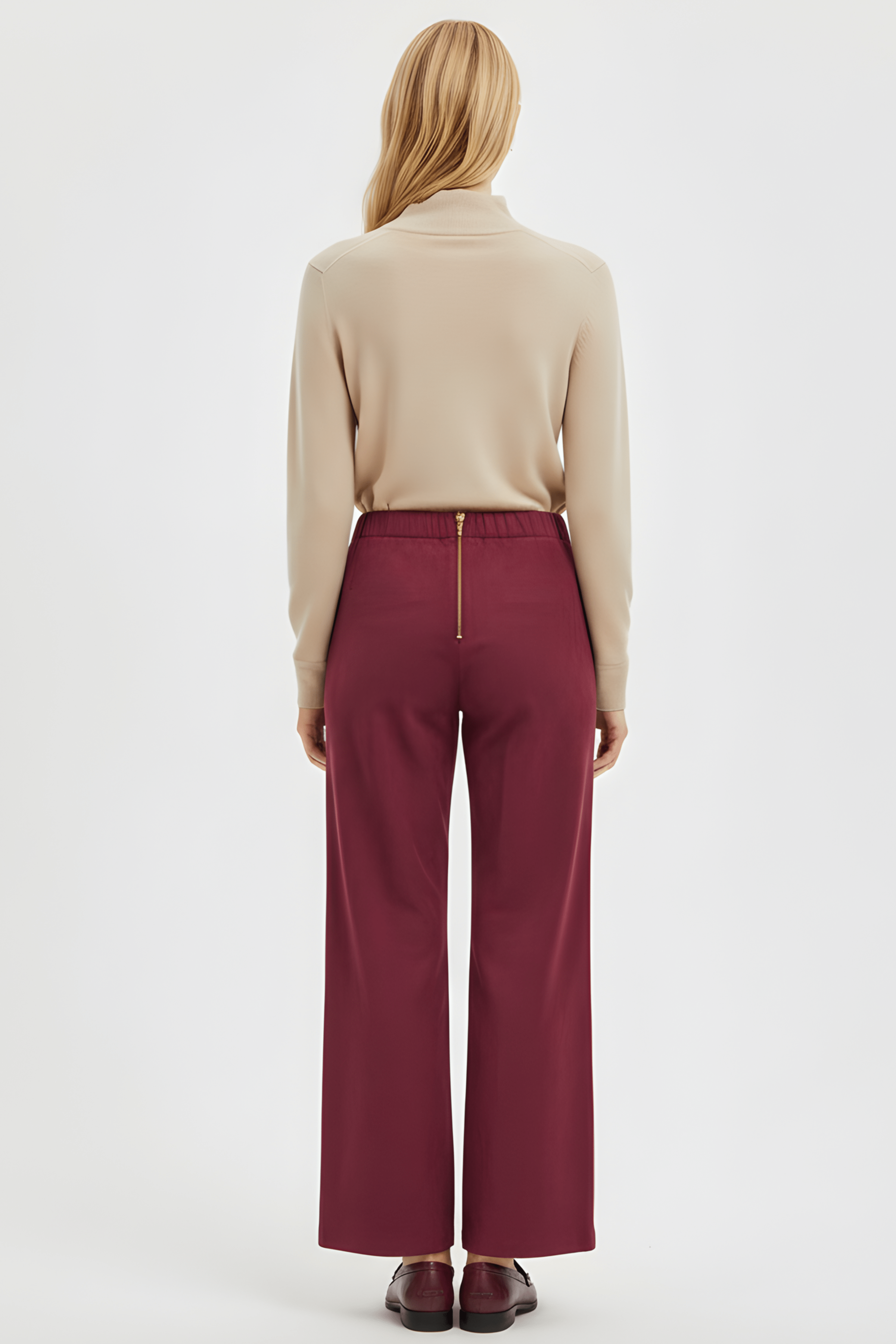 Pantalon antelina granate con cremallera en la espada Lolitas&L - lolitasyl.com